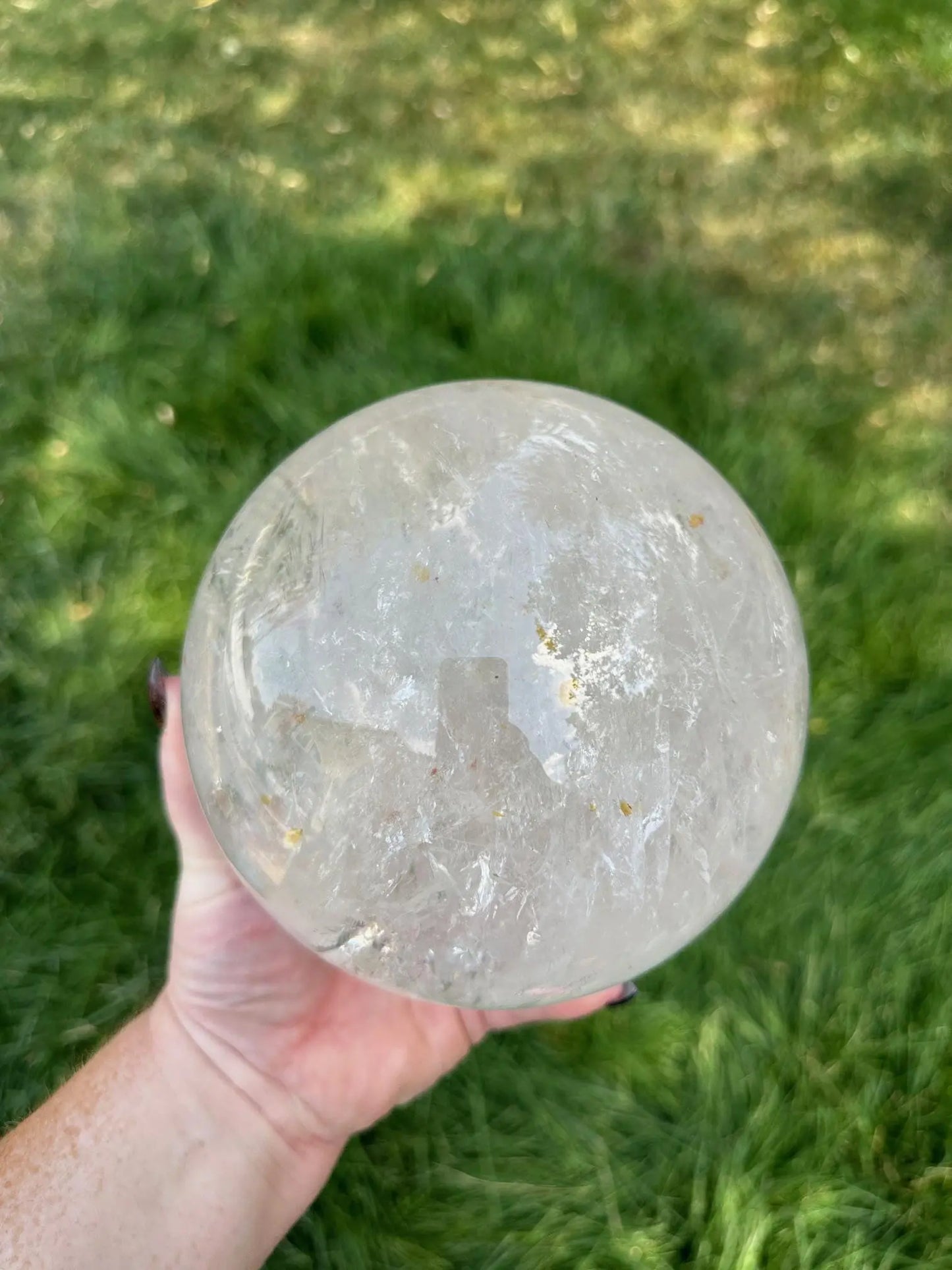 Huge Clear Quartz Sphere with Rainbows 11+ lbs 5.6 inch Oakriver Crystals