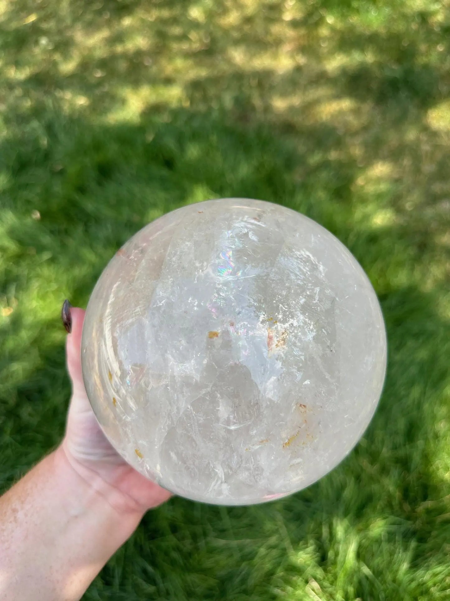 Huge Clear Quartz Sphere with Rainbows 11+ lbs 5.6 inch Oakriver Crystals