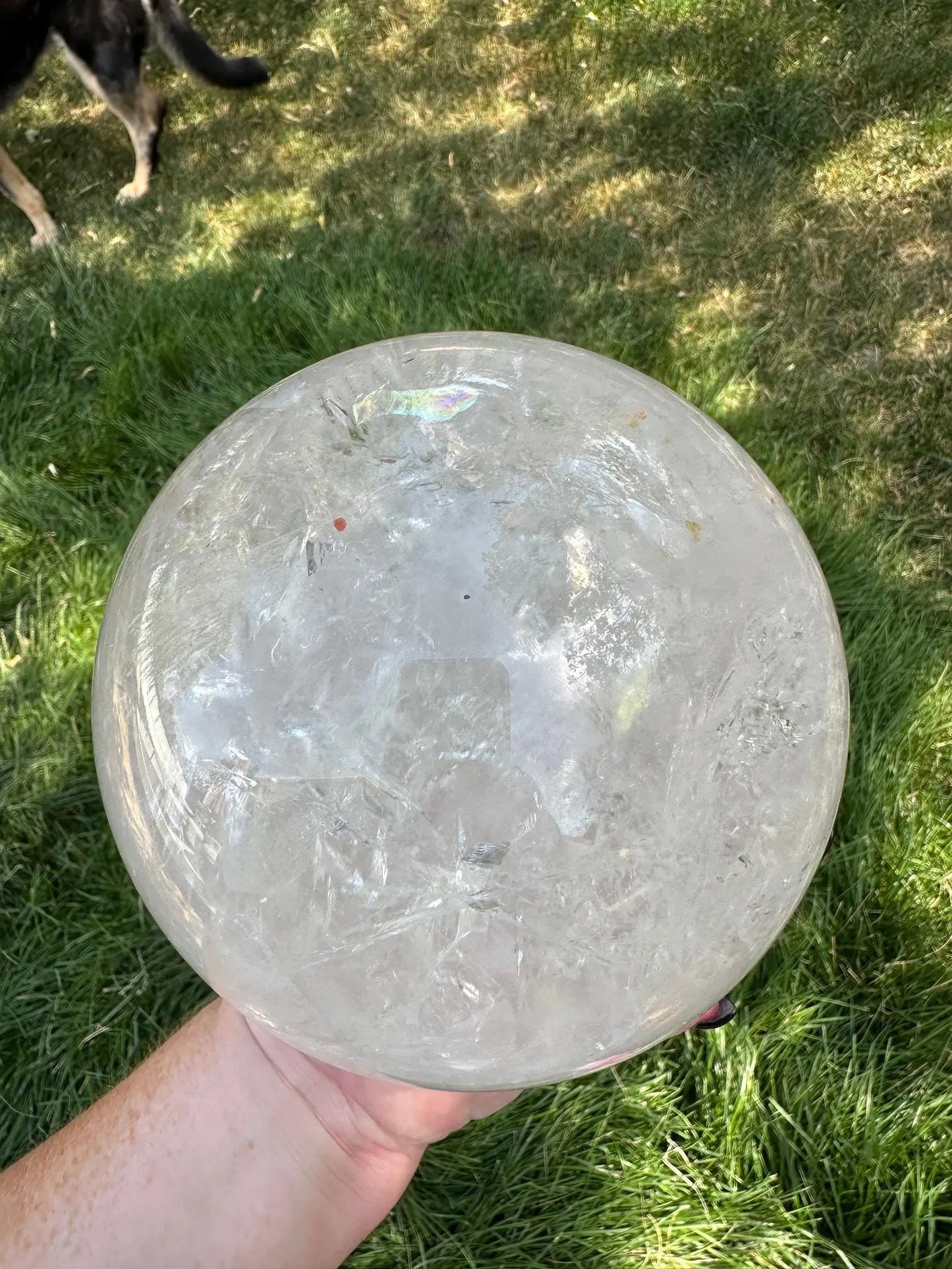 Huge Clear Quartz Sphere with Rainbows 11+ lbs 5.6 inch Oakriver Crystals