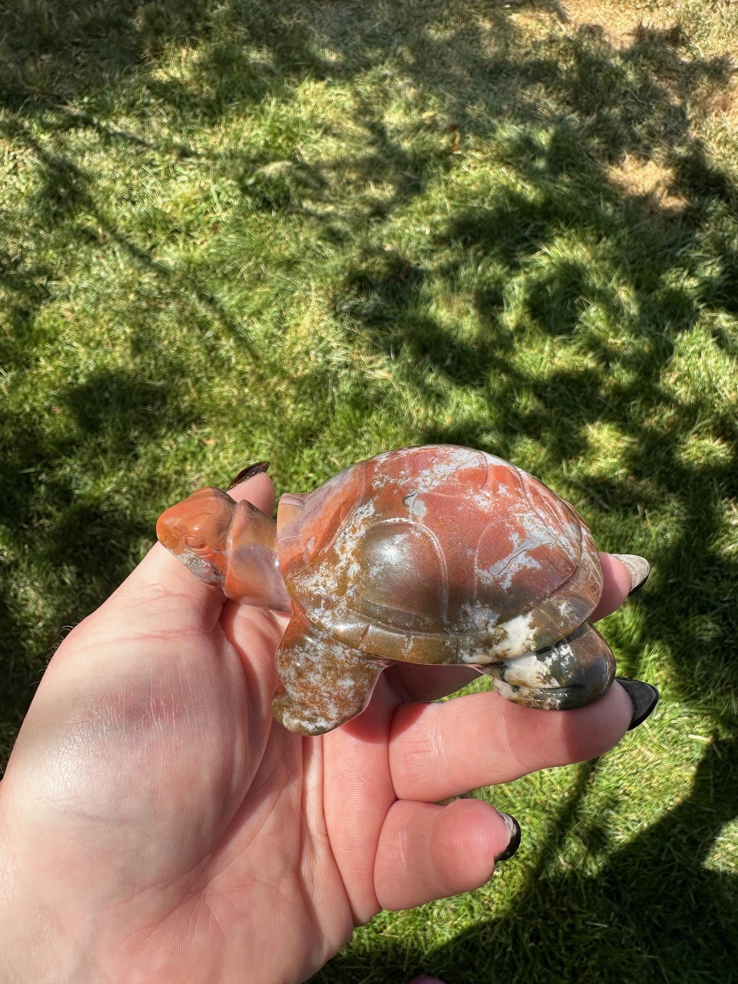 Ocean Jasper Turtle, Unique Crystal Sculpture