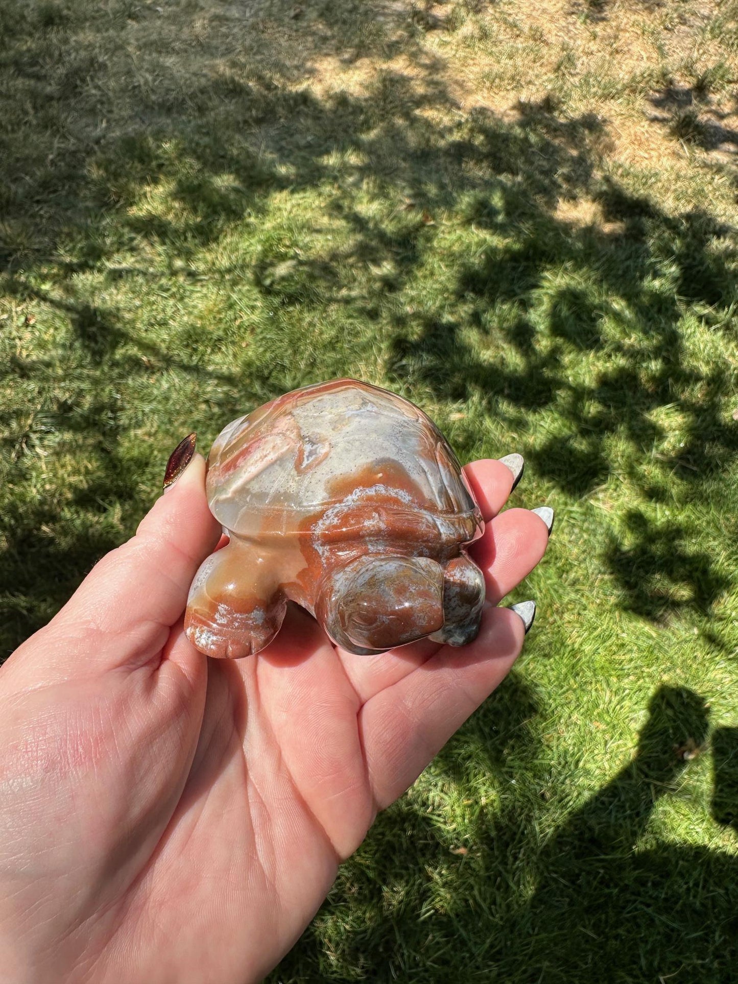 Ocean Jasper Turtle, Unique Crystal Sculpture #2