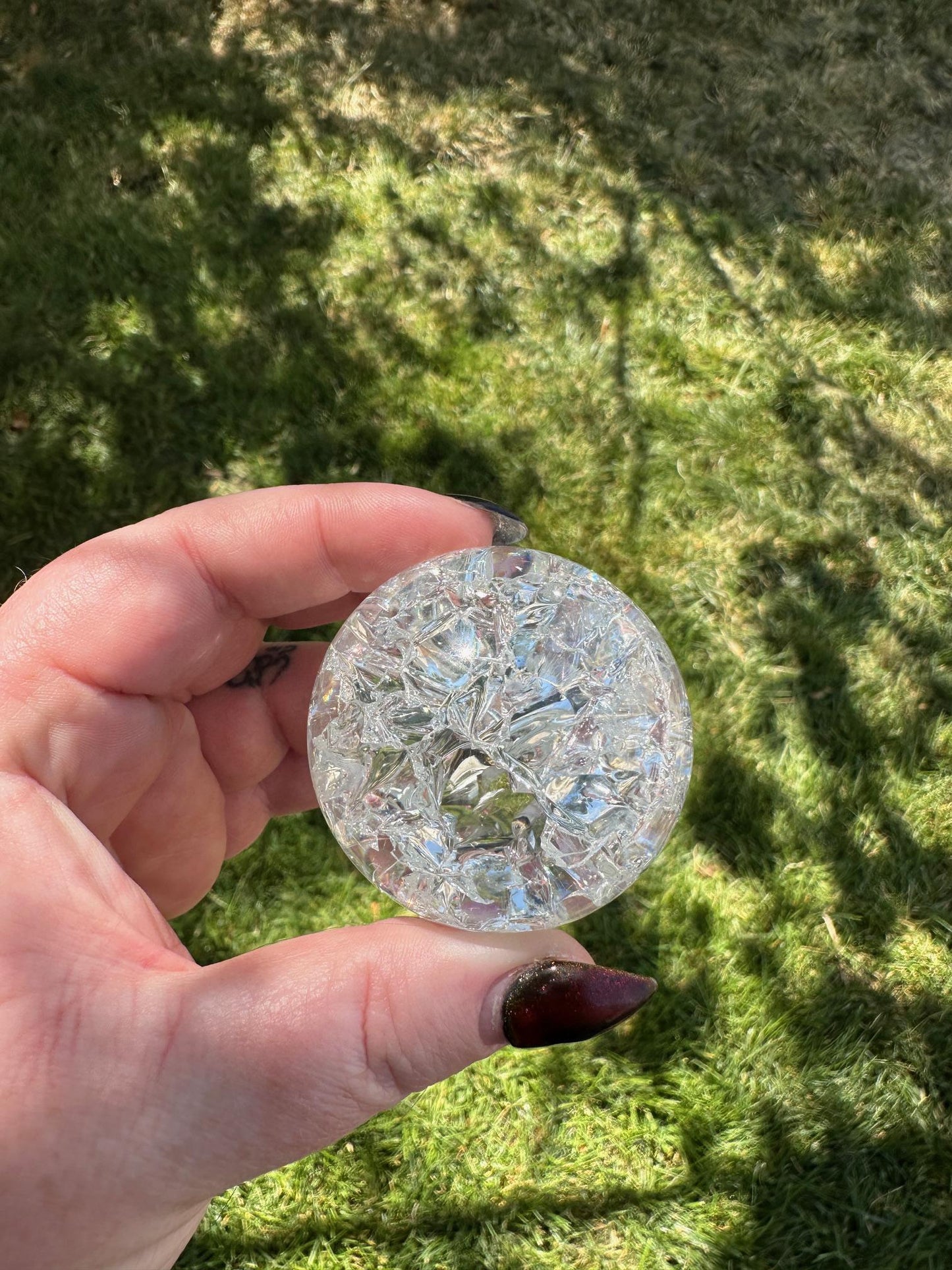 Crackle Quartz Sphere – 1.9 Inch Diameter, 7oz – Unique Crystal Ball