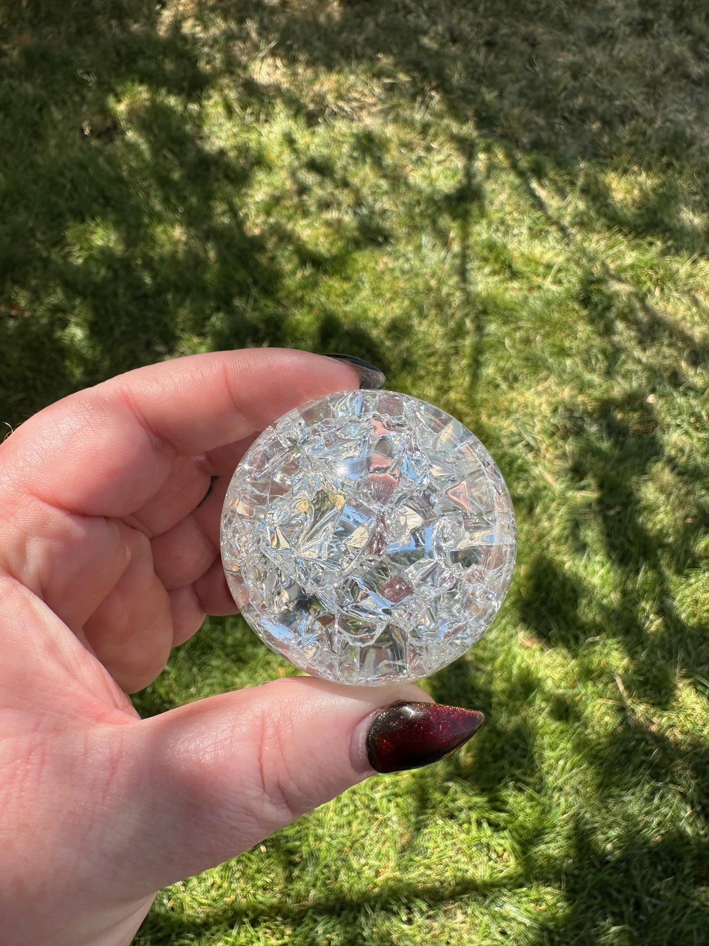 Crackle Quartz Sphere – 1.9 Inch Diameter, 7oz – Unique Crystal Ball