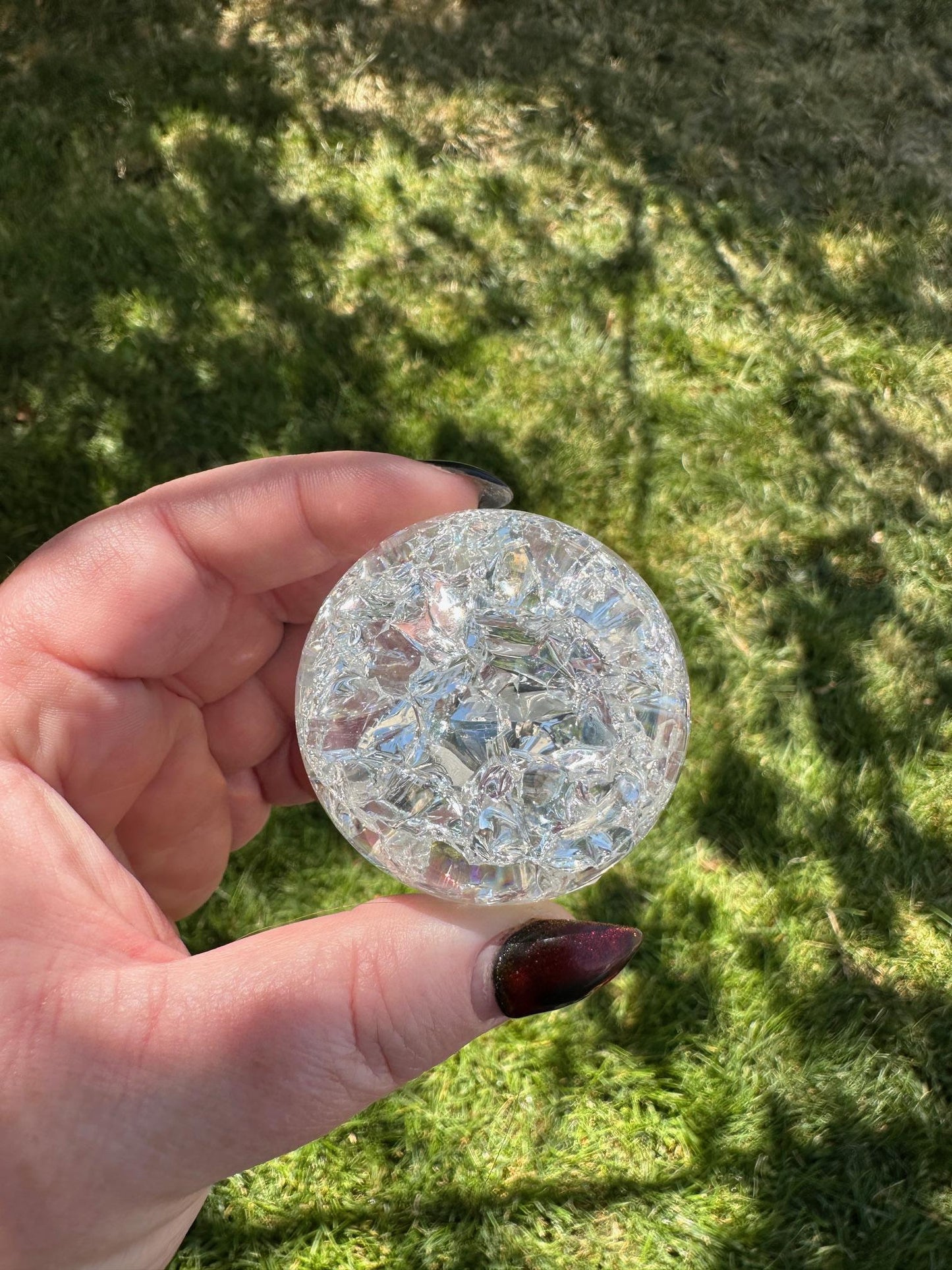 Crackle Quartz Sphere – 1.9 Inch Diameter, 7oz – Unique Crystal Ball