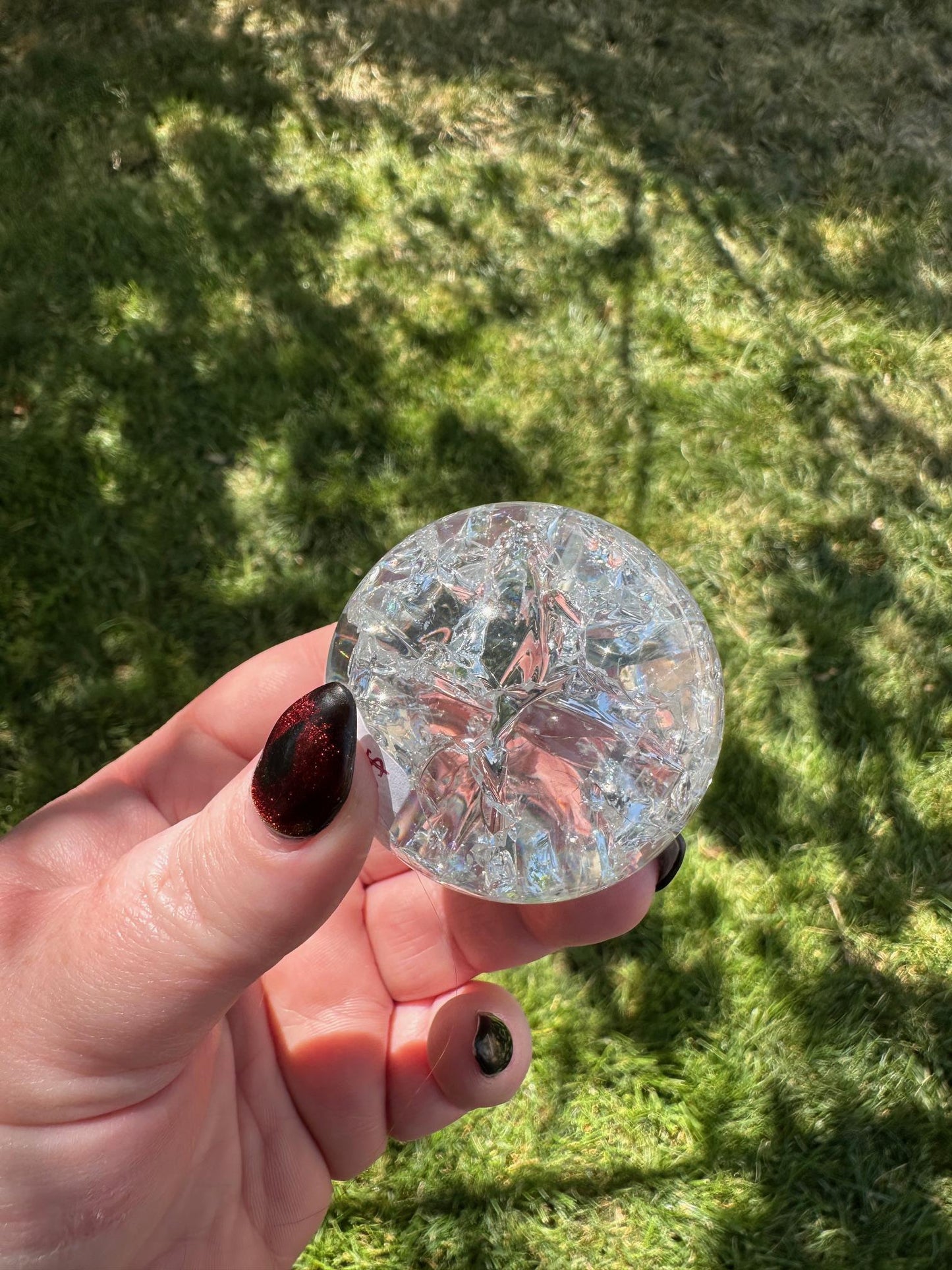 Crackle Quartz Sphere – 1.9 Inch Diameter, 7oz – Unique Crystal Ball