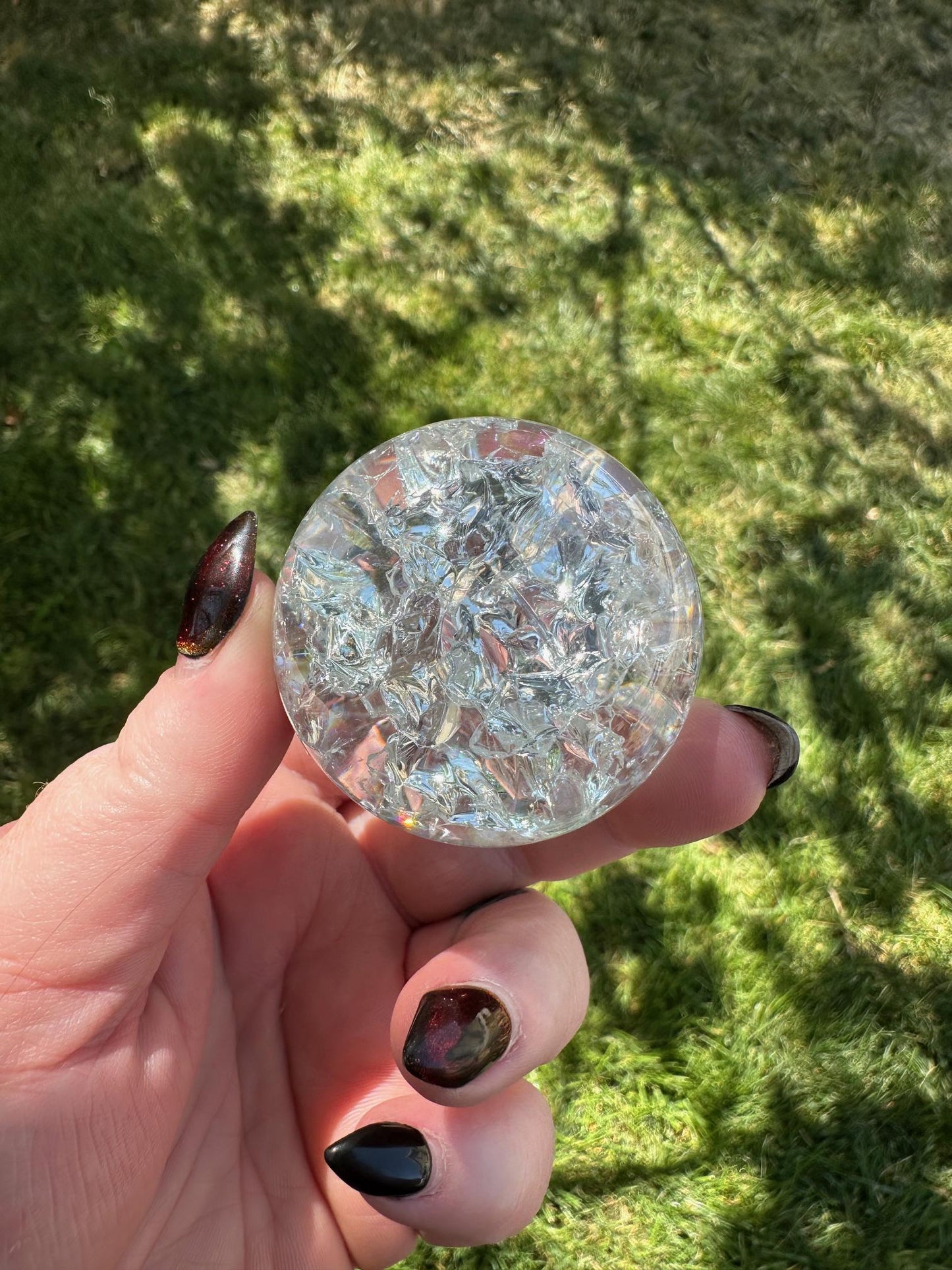 Crackle Quartz Sphere – 1.9 Inch Diameter, 7oz – Unique Crystal Ball