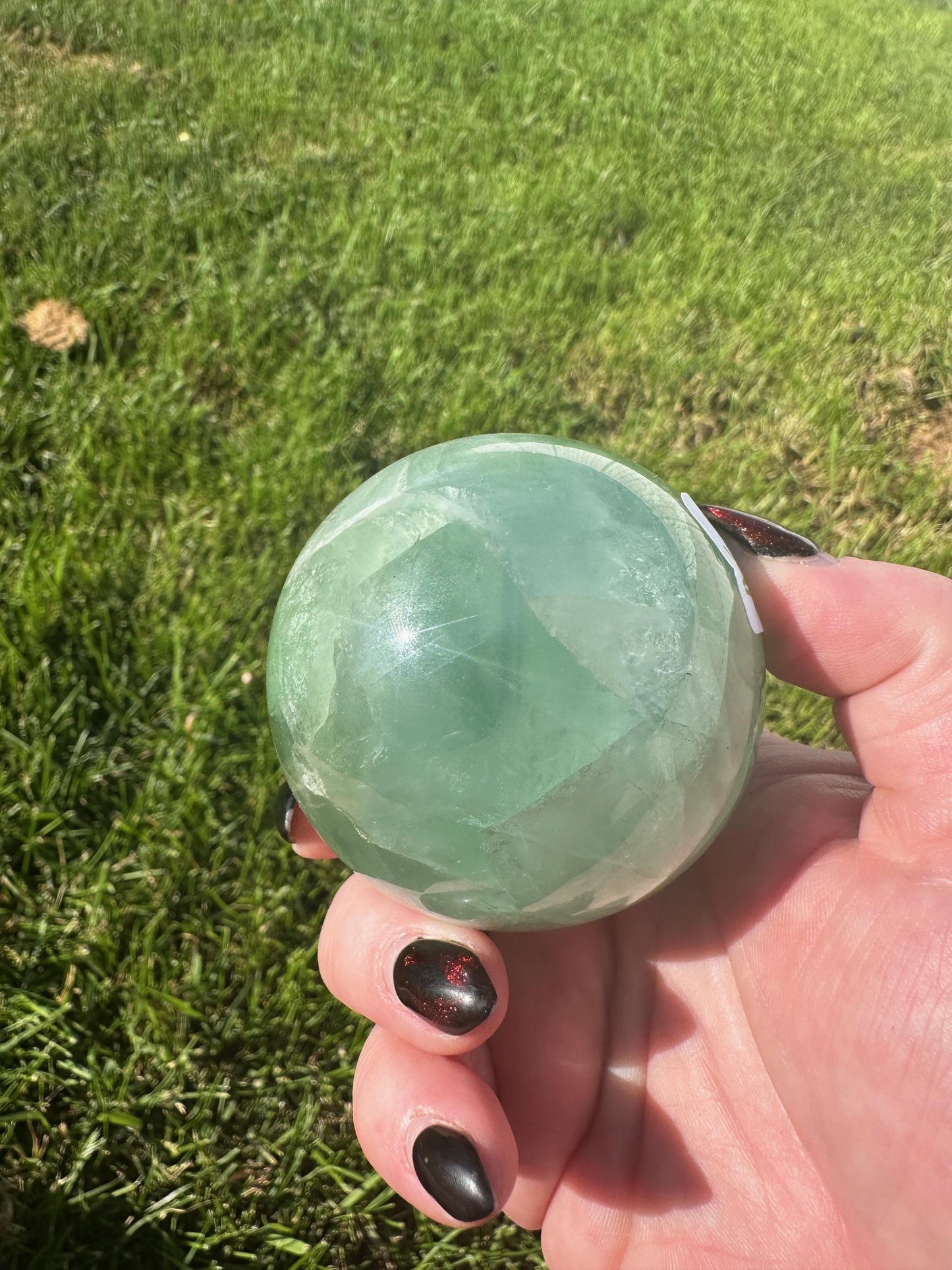 Gemmy Light Green Fluorite Sphere with Rainbows 2.5 inch diameter