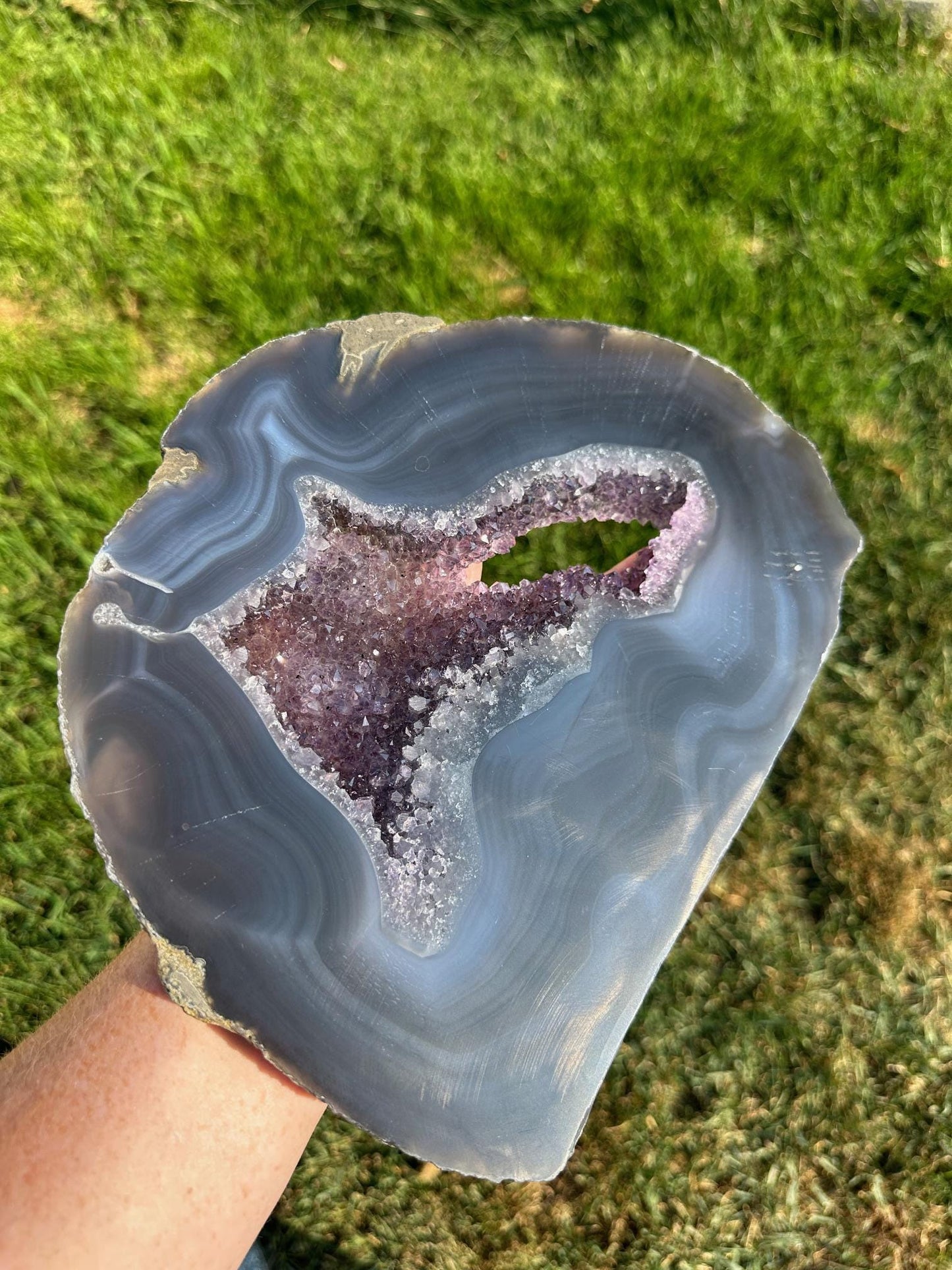 Druzy Agate Slab – 10 Inches Long, 3 lb 11 oz – Unique Healing Crystal