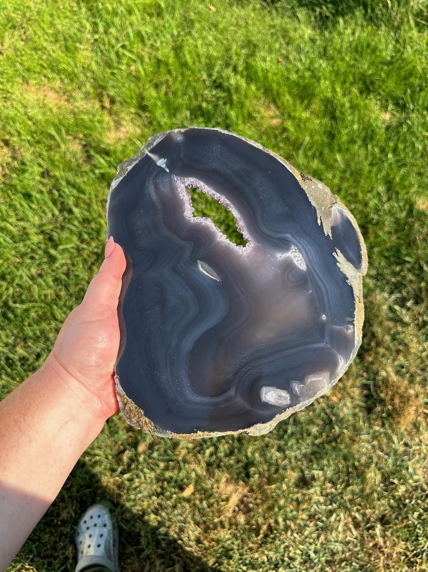 Druzy Agate Slab – 10 Inches Long, 3 lb 11 oz – Unique Healing Crystal