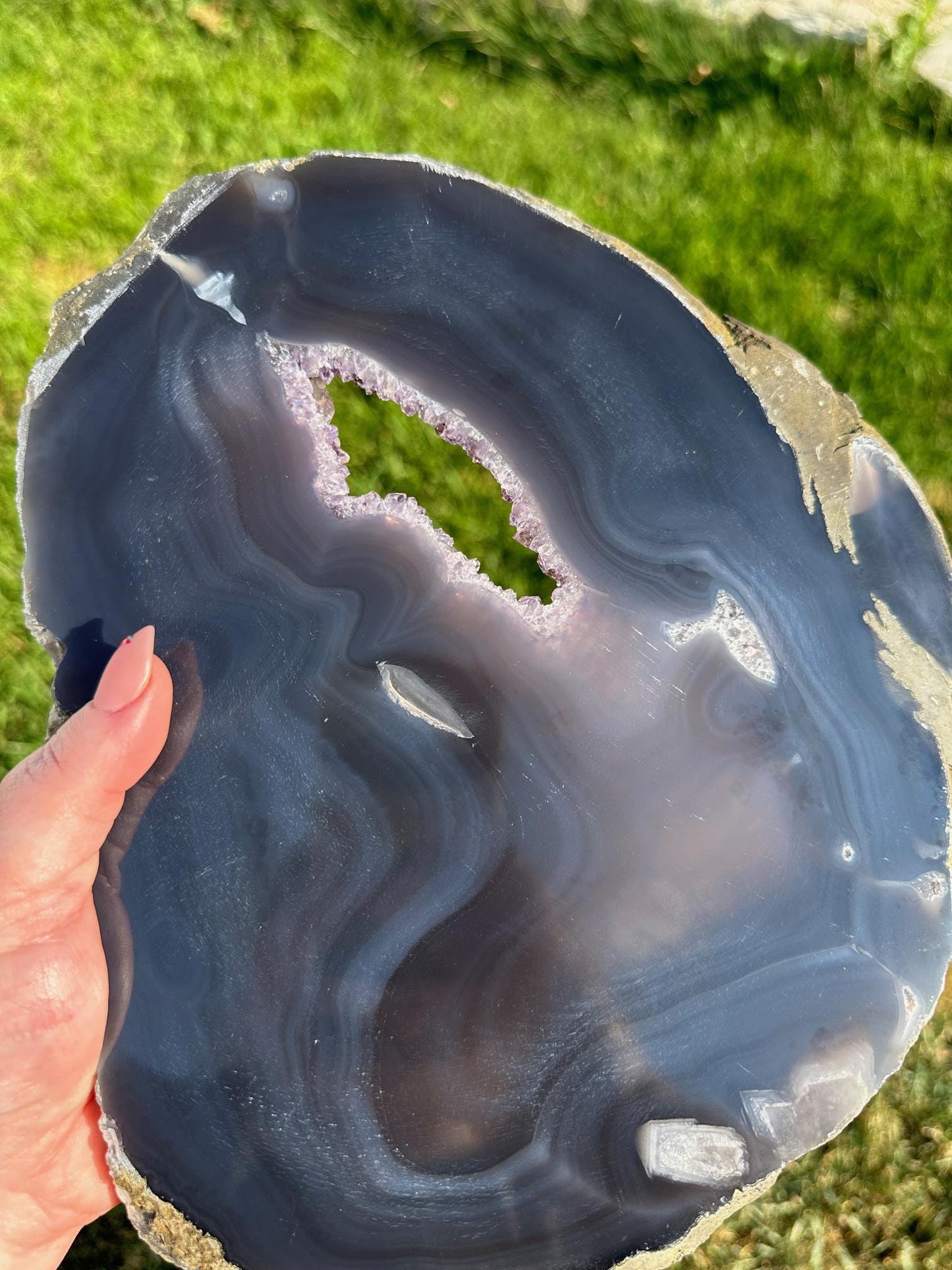 Druzy Agate Slab – 10 Inches Long, 3 lb 11 oz – Unique Healing Crystal