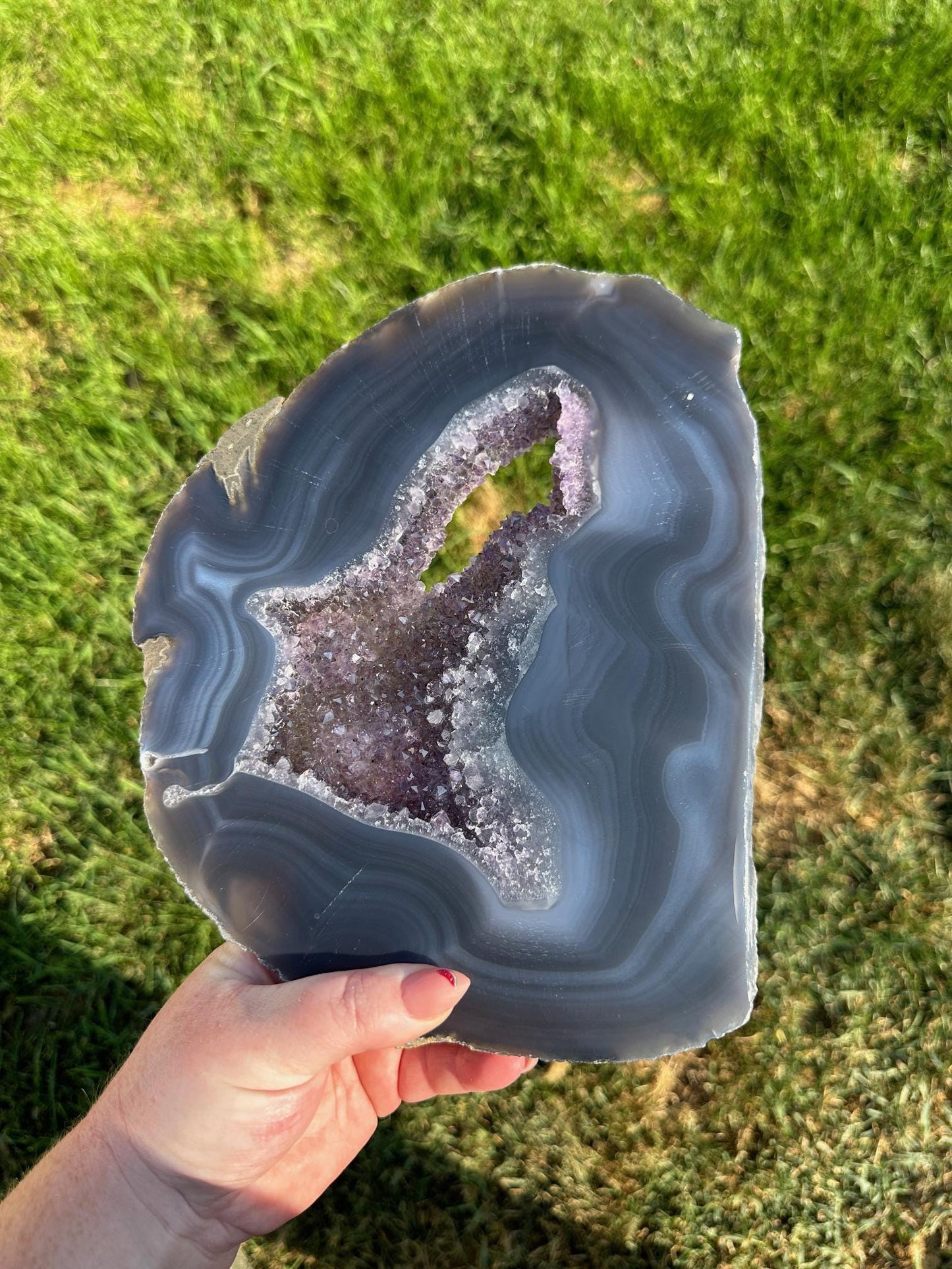 Druzy Agate Slab – 10 Inches Long, 3 lb 11 oz – Unique Healing Crystal