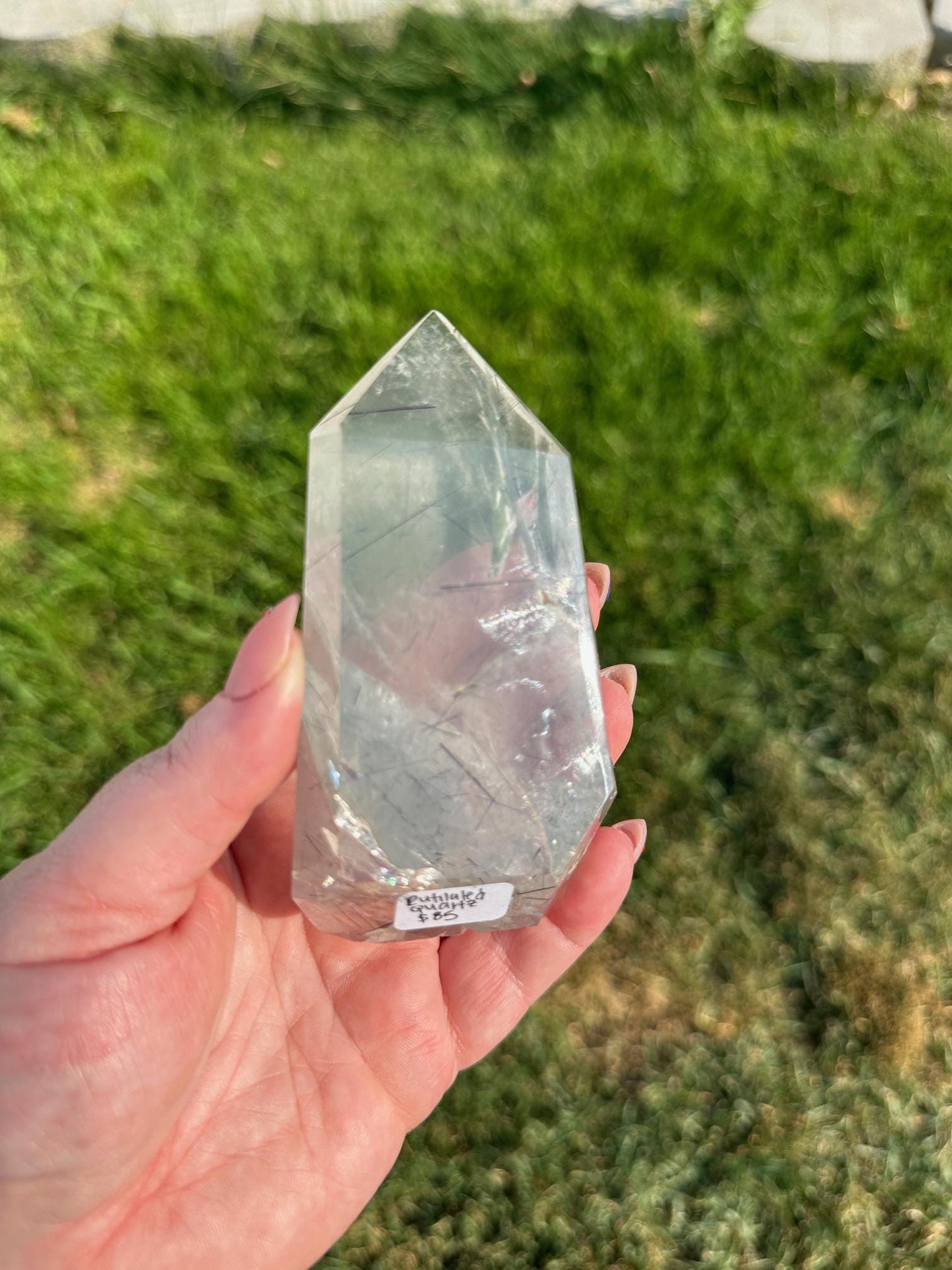 Clear Quartz Crystal with Rainbows and Rutile Inclusions – 7 oz, 4 Inches – Unique Healing Crystal