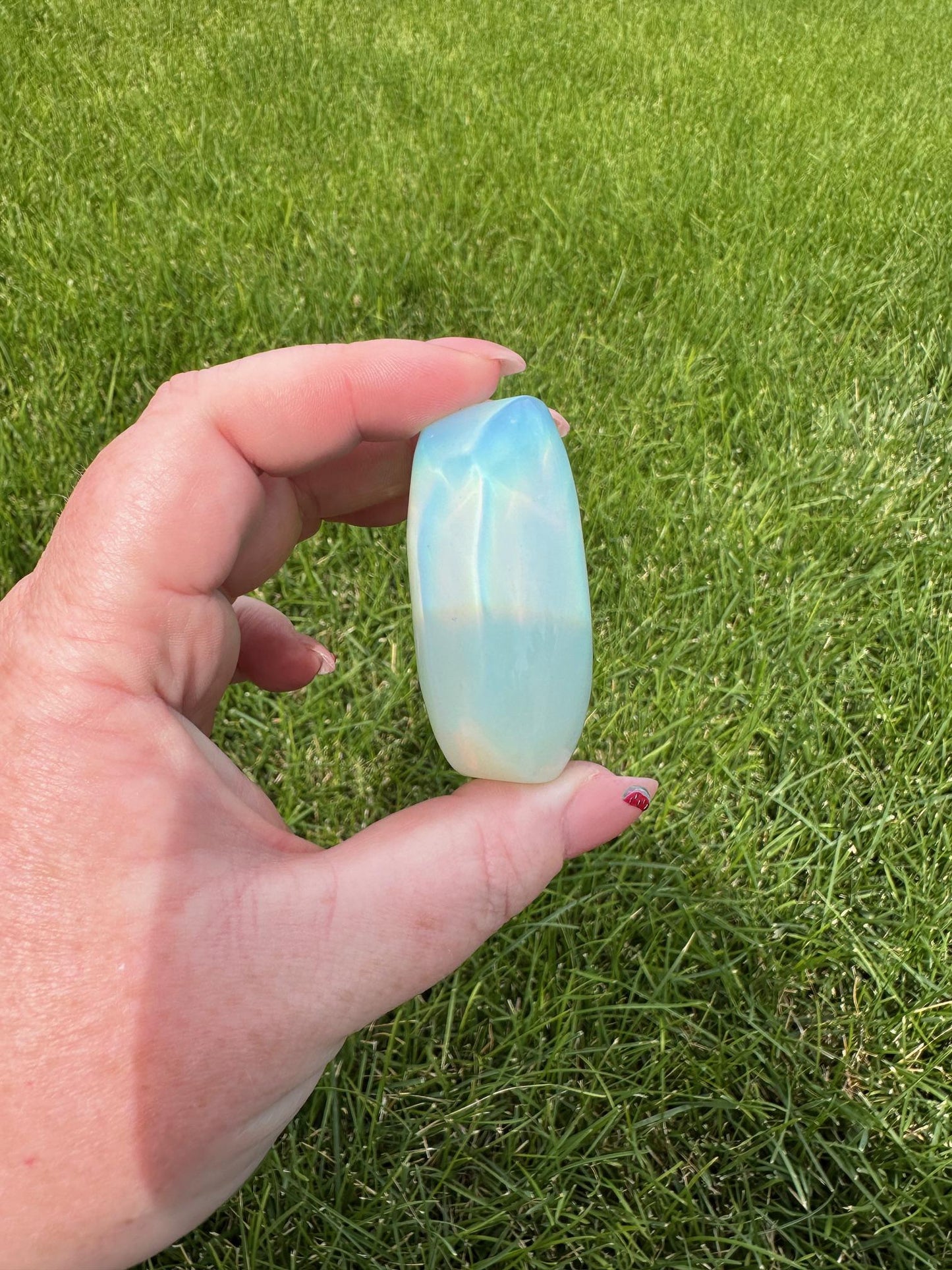 Opalite Palm Stone – 3 oz, 2 Inches Long – Calming and Healing Crystal