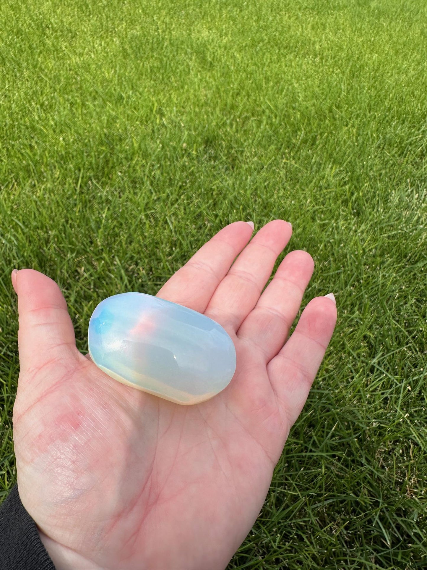 Opalite Palm Stone – 3 oz, 2 Inches Long – Calming and Healing Crystal