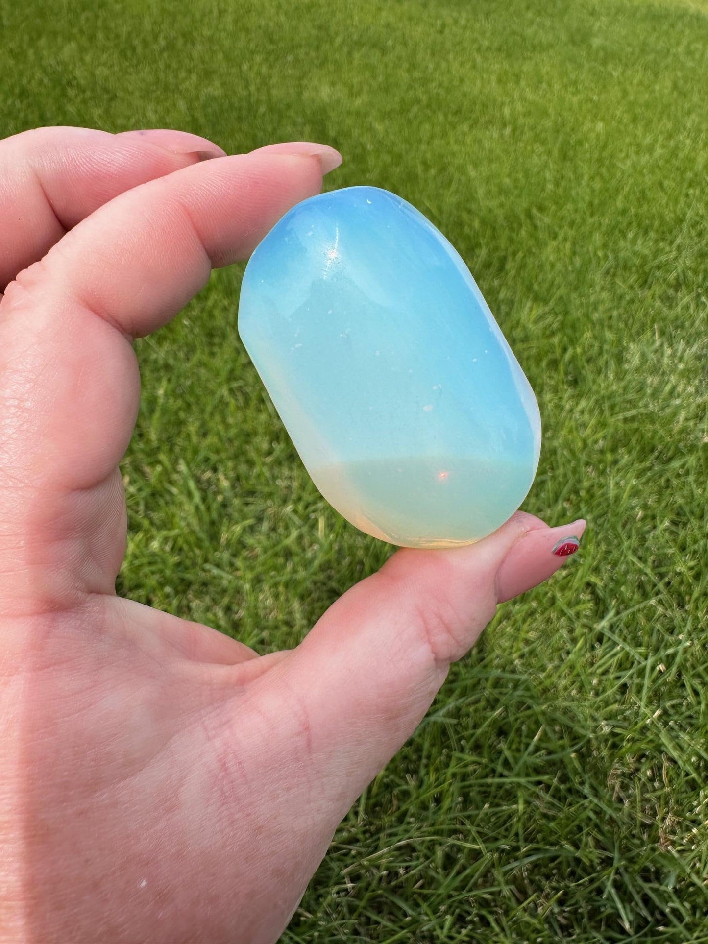 Opalite Palm Stone – 3 oz, 2 Inches Long – Calming and Healing Crystal