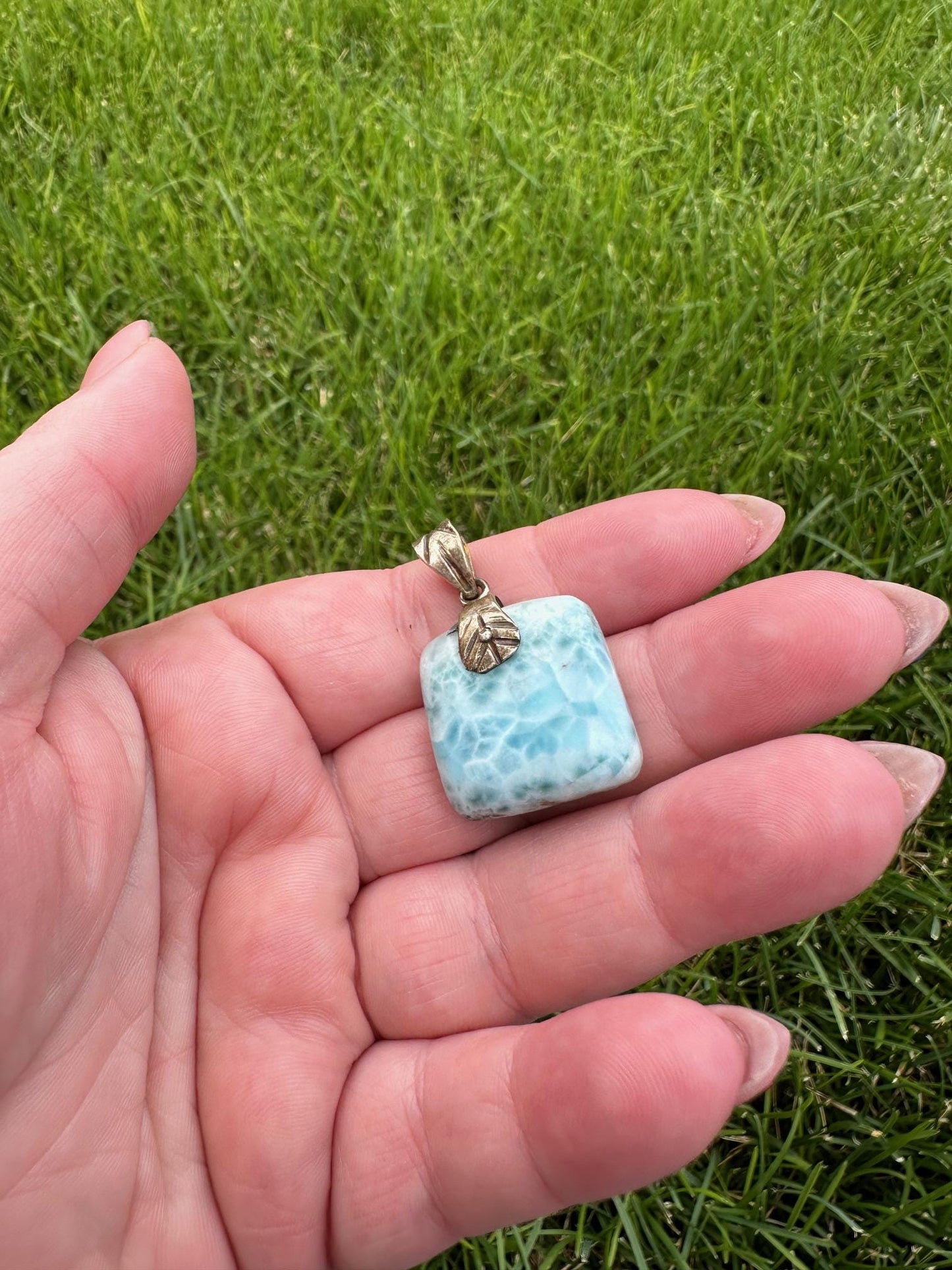 Larimar Crystal Pendant – 17mm – Tranquil and Healing Gemstone