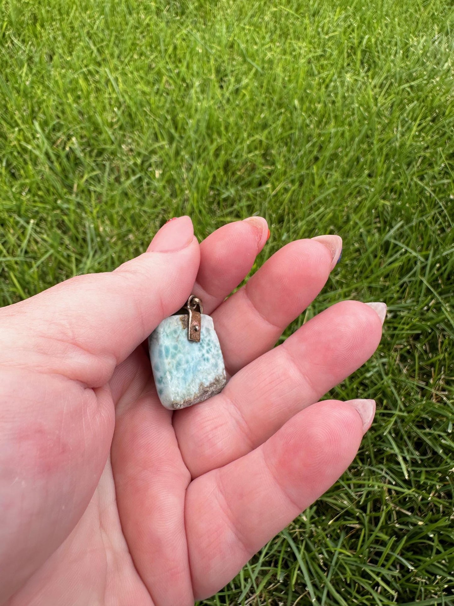 Larimar Crystal Pendant – 17mm – Tranquil and Healing Gemstone