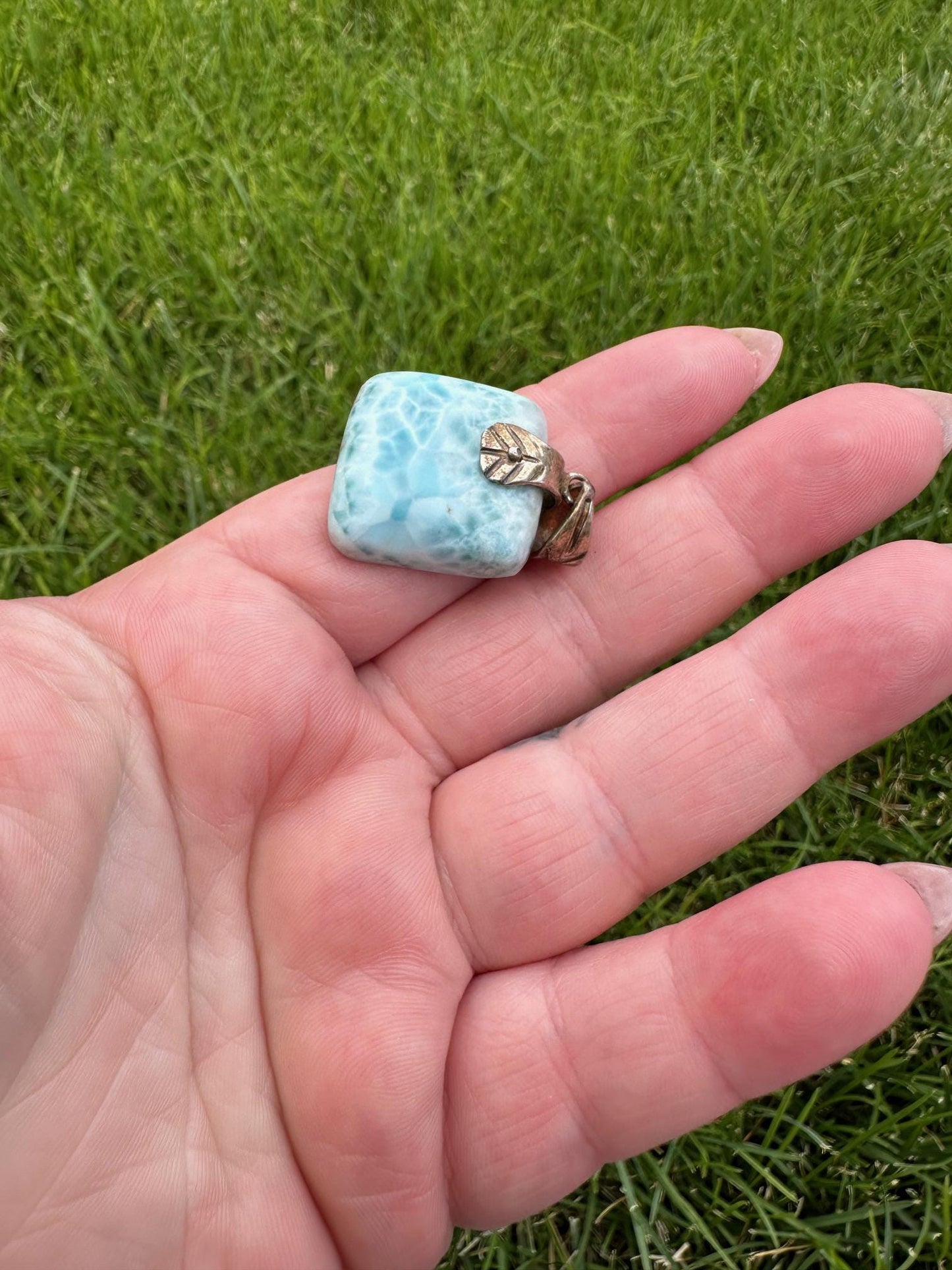 Larimar Crystal Pendant – 17mm – Tranquil and Healing Gemstone