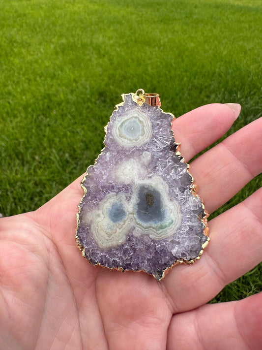 Amethyst Stalactite Pendant – 2.4 Inches Long – Unique and Healing Crystal Jewelry