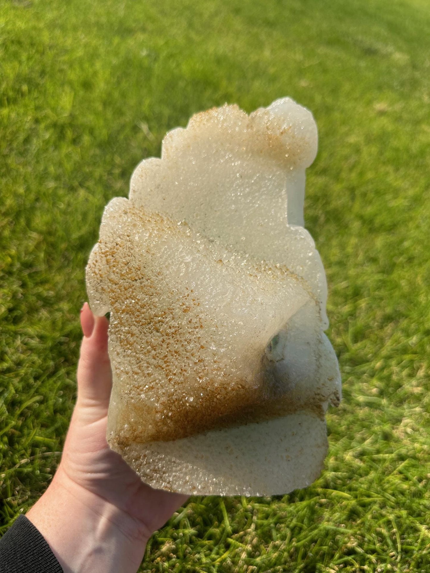 Druzy Fluorite and Calcite Hand Carved Crystal Bear 7+ LBS