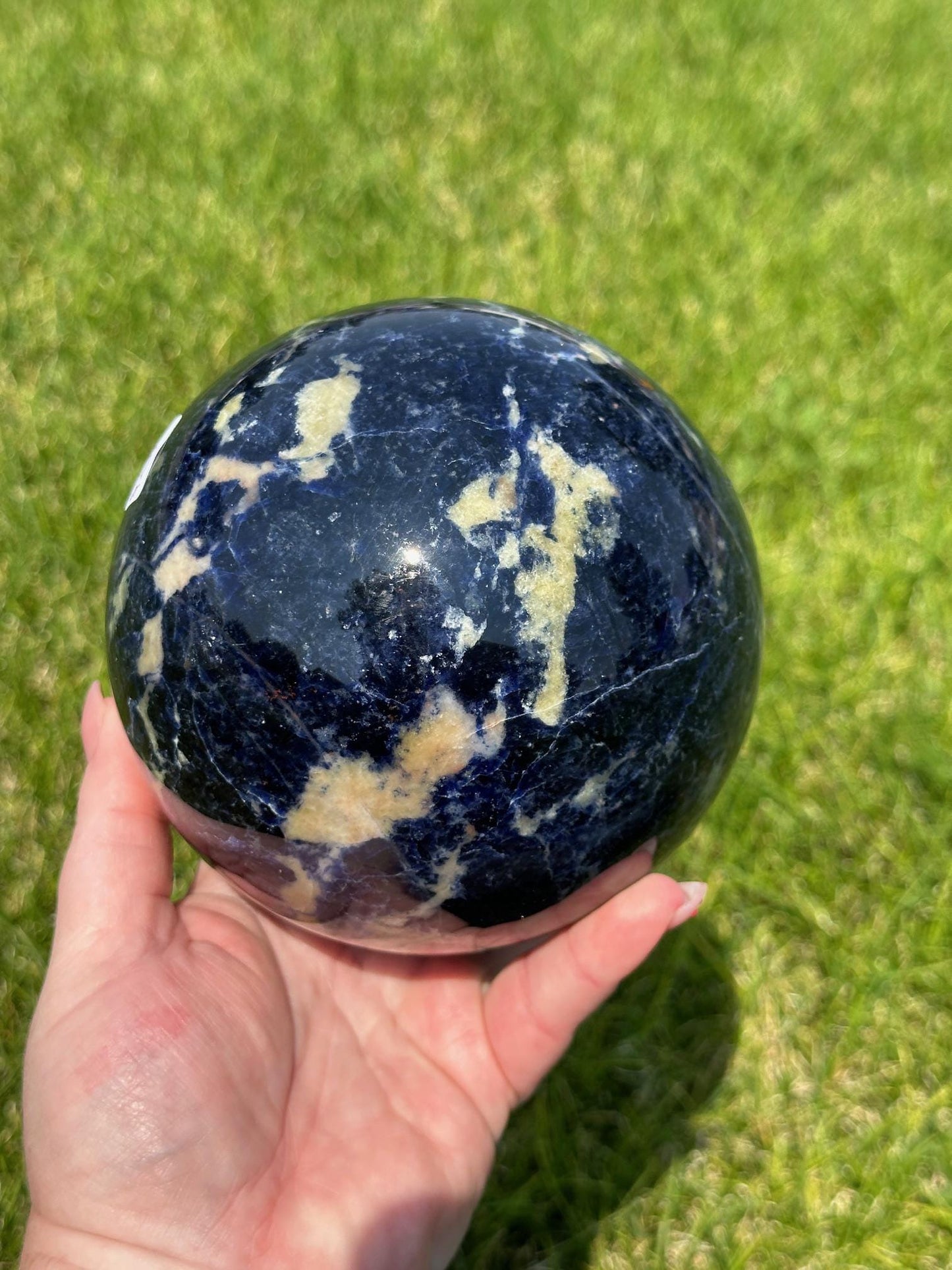 Sodalite Sphere – 5 lbs 11 oz – 4.5 Inches – Deep Blue Healing Crystal Sphere