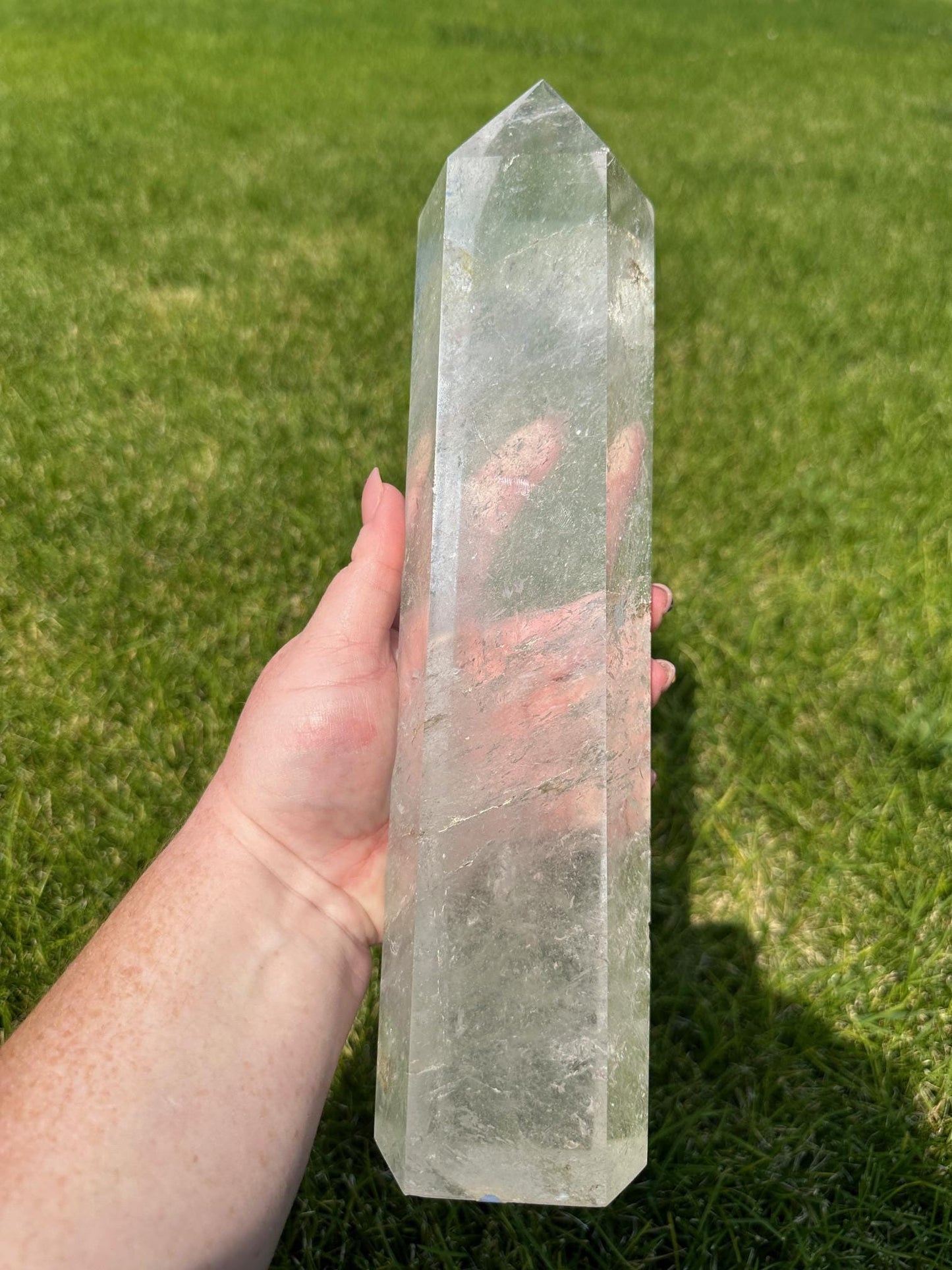 Clear Quartz Tower with Amazing Clarity – 5 lbs 13 oz – 12.5 Inches Tall – Premium Healing Crystal Point