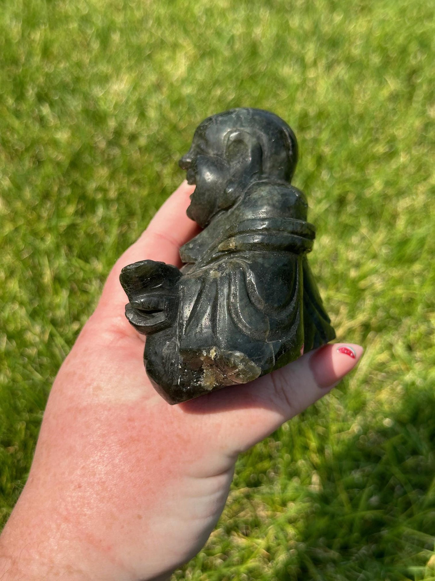 Labradorite Buddha Carving – 1 lb 8 oz – 3 Inches Tall – Spiritual Healing Crystal