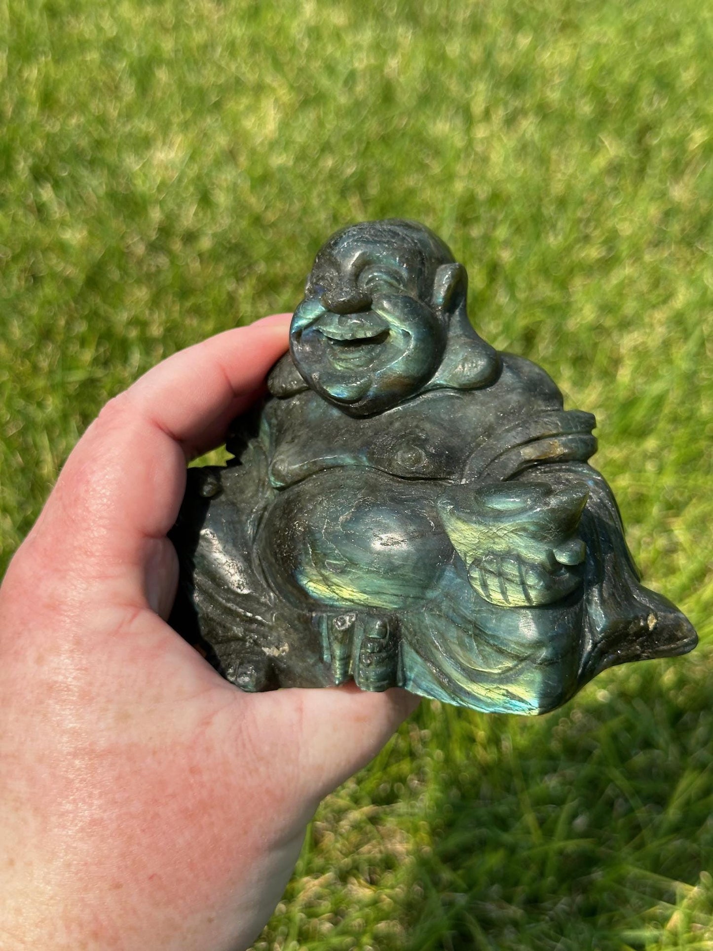 Labradorite Buddha Carving – 1 lb 8 oz – 3 Inches Tall – Spiritual Healing Crystal