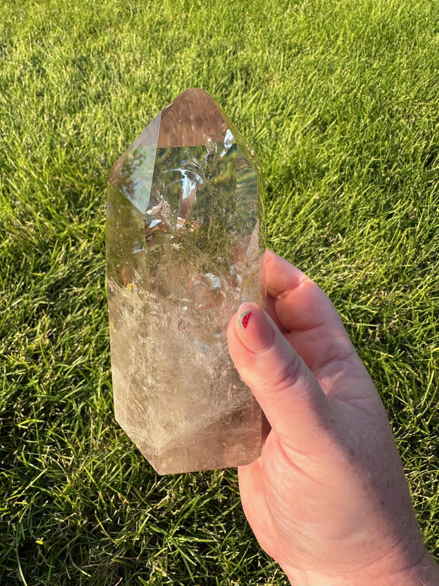 Smoky Quartz Tower with Rainbows - 6.5 Inches Tall, 2lbs 6oz