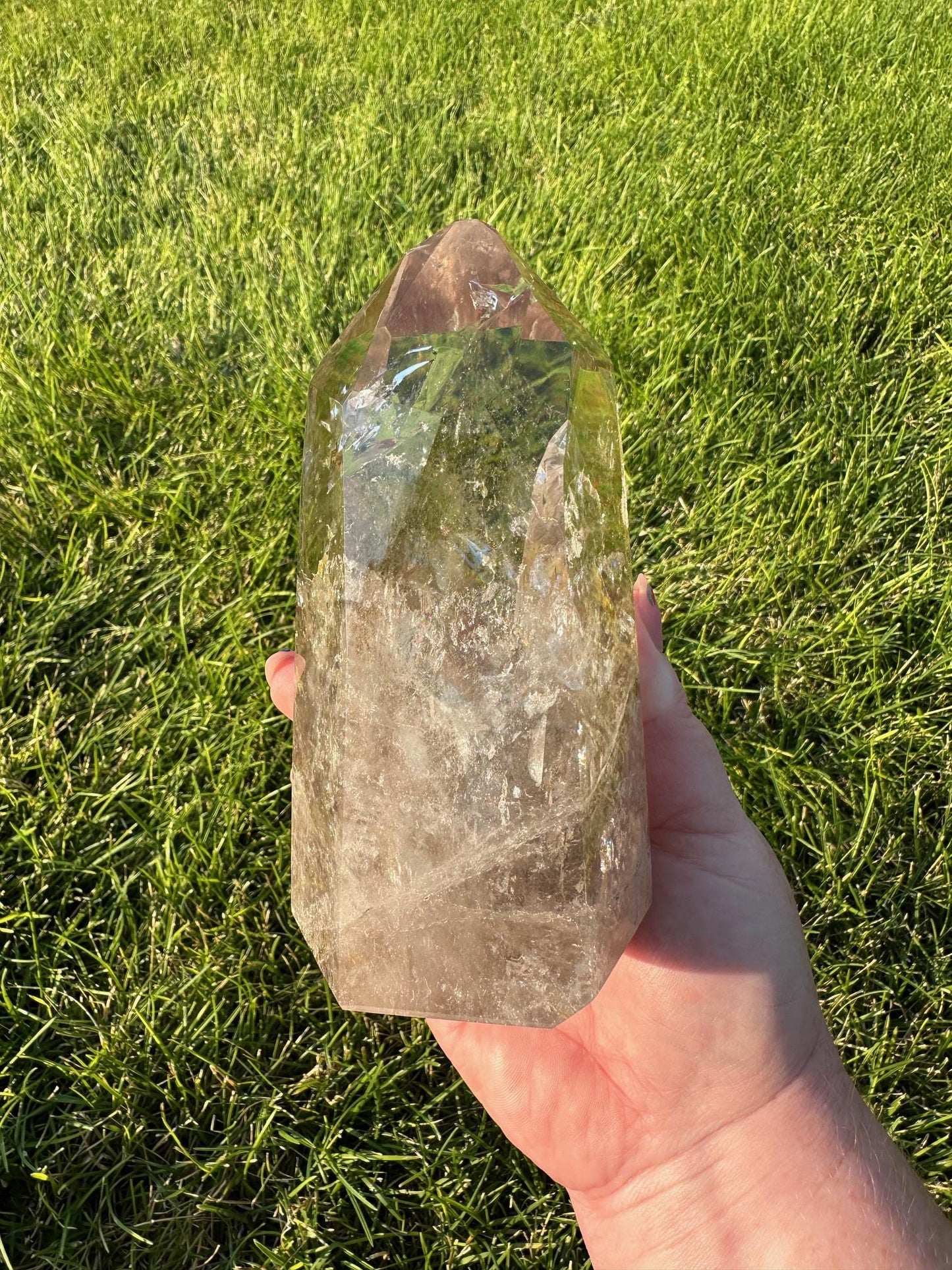 Smoky Quartz Tower with Rainbows - 6.5 Inches Tall, 2lbs 6oz