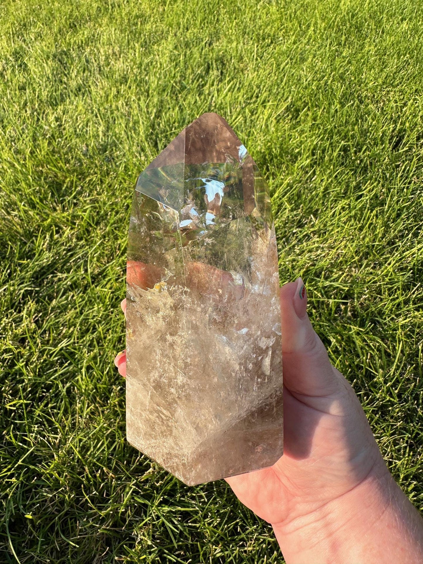 Smoky Quartz Tower with Rainbows - 6.5 Inches Tall, 2lbs 6oz