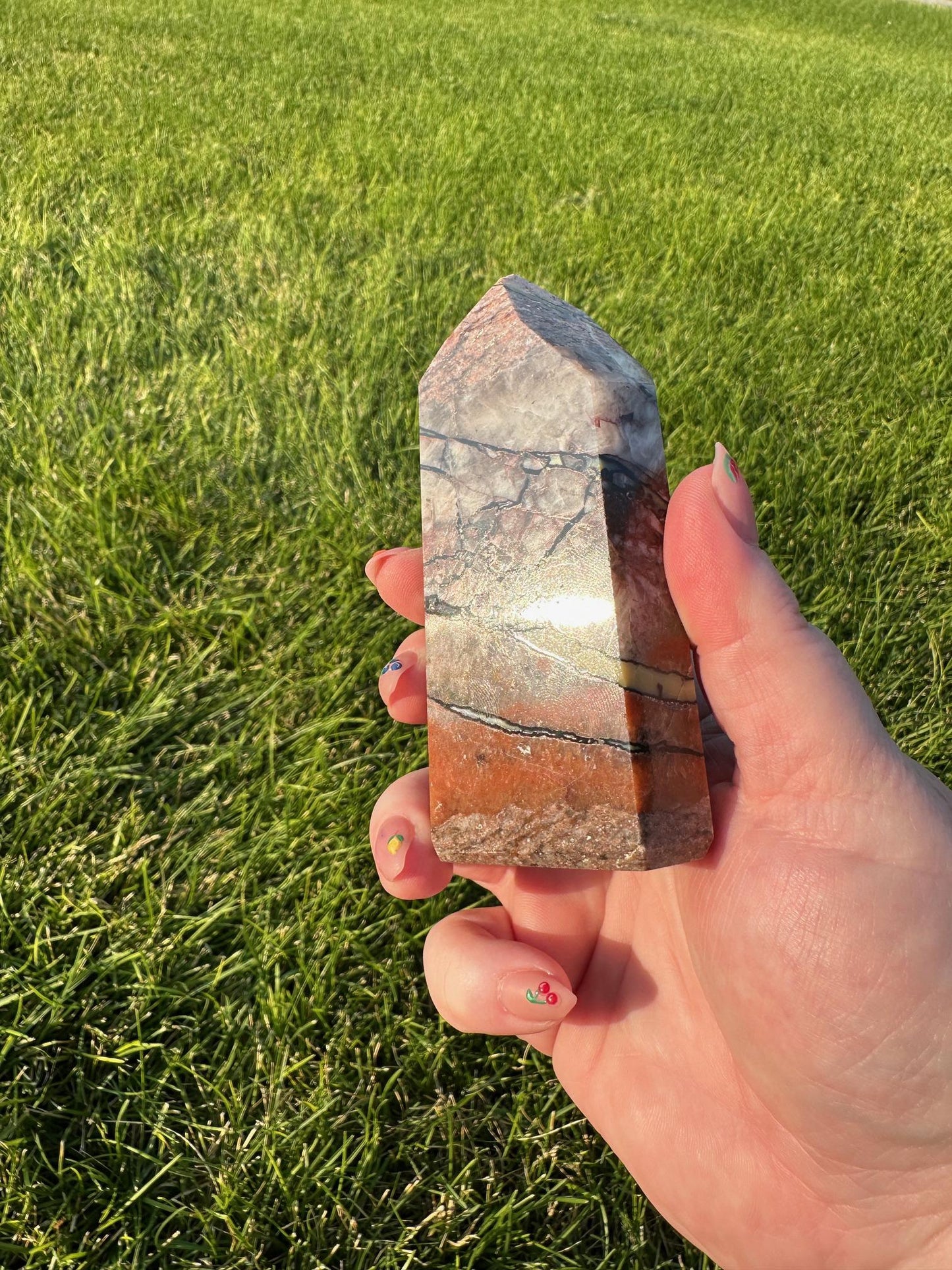 Mosaic Quartz Tower - 3.9 Inches Tall, 12oz