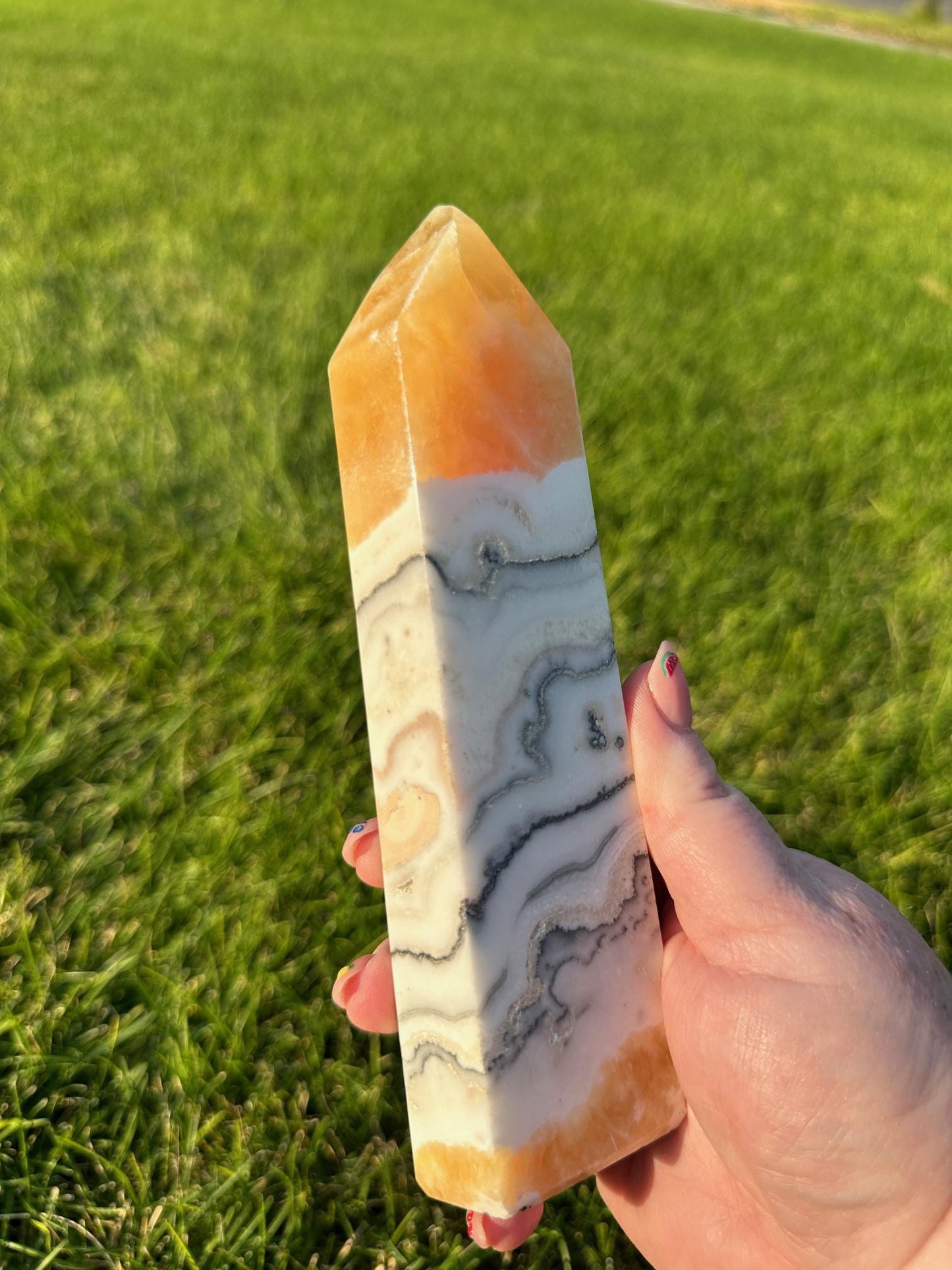 Orange Calcite Tower - 7 Inches Tall, 1lb 5oz