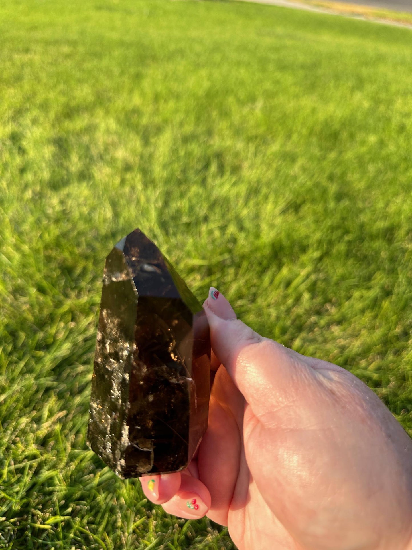 Dark Smoky Rutilated Quartz Tower - 3.5 Inches Tall, 10 oz