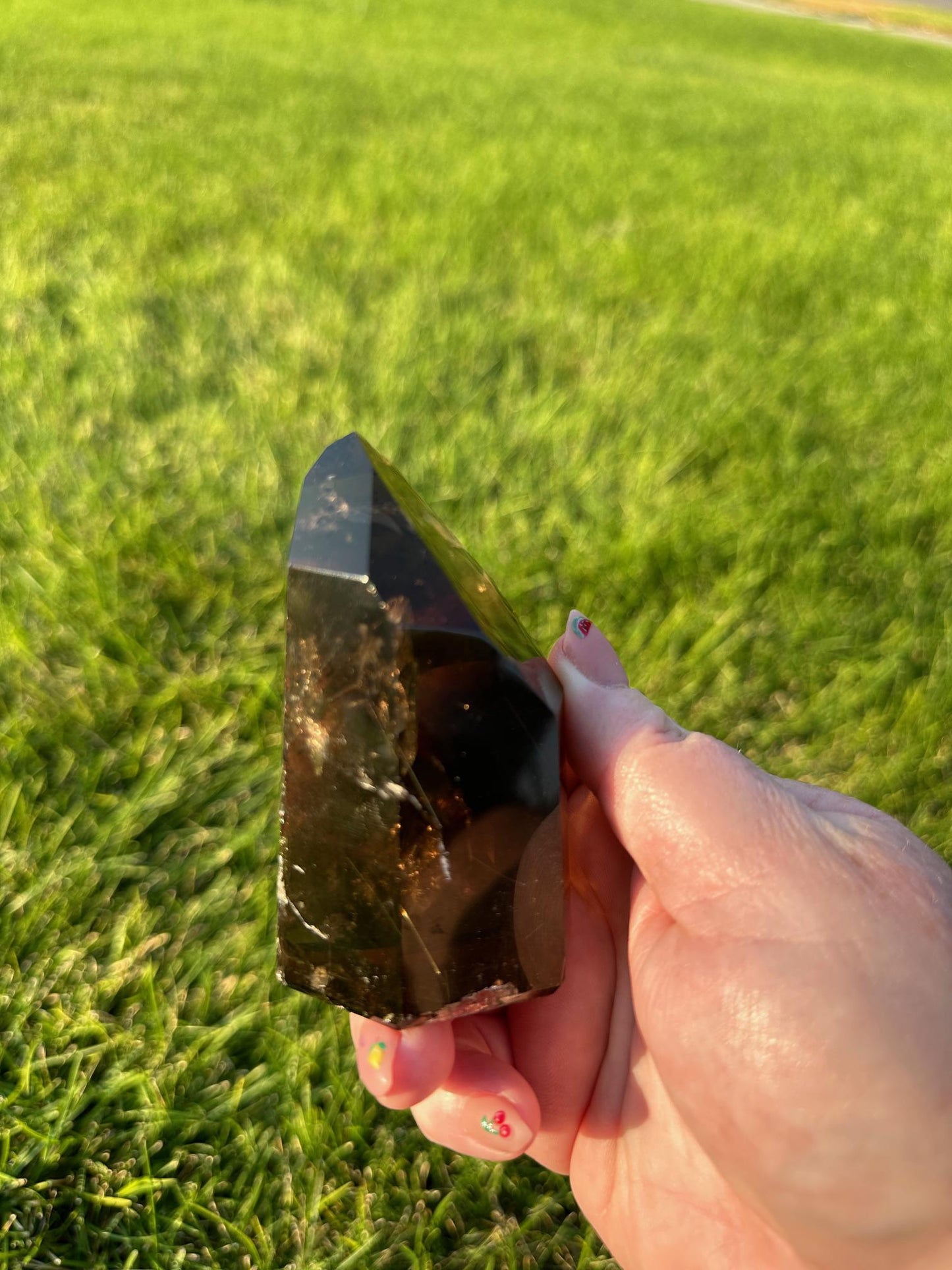 Dark Smoky Rutilated Quartz Tower - 3.5 Inches Tall, 10 oz