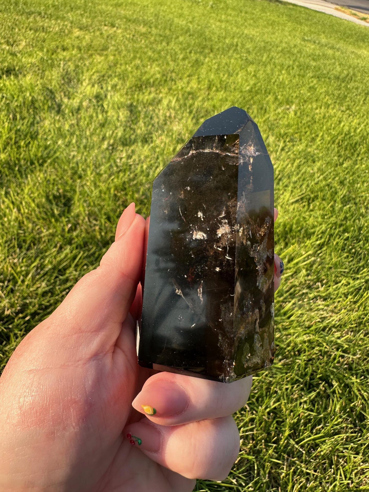 Dark Smoky Rutilated Quartz Tower - 3.5 Inches Tall, 10 oz