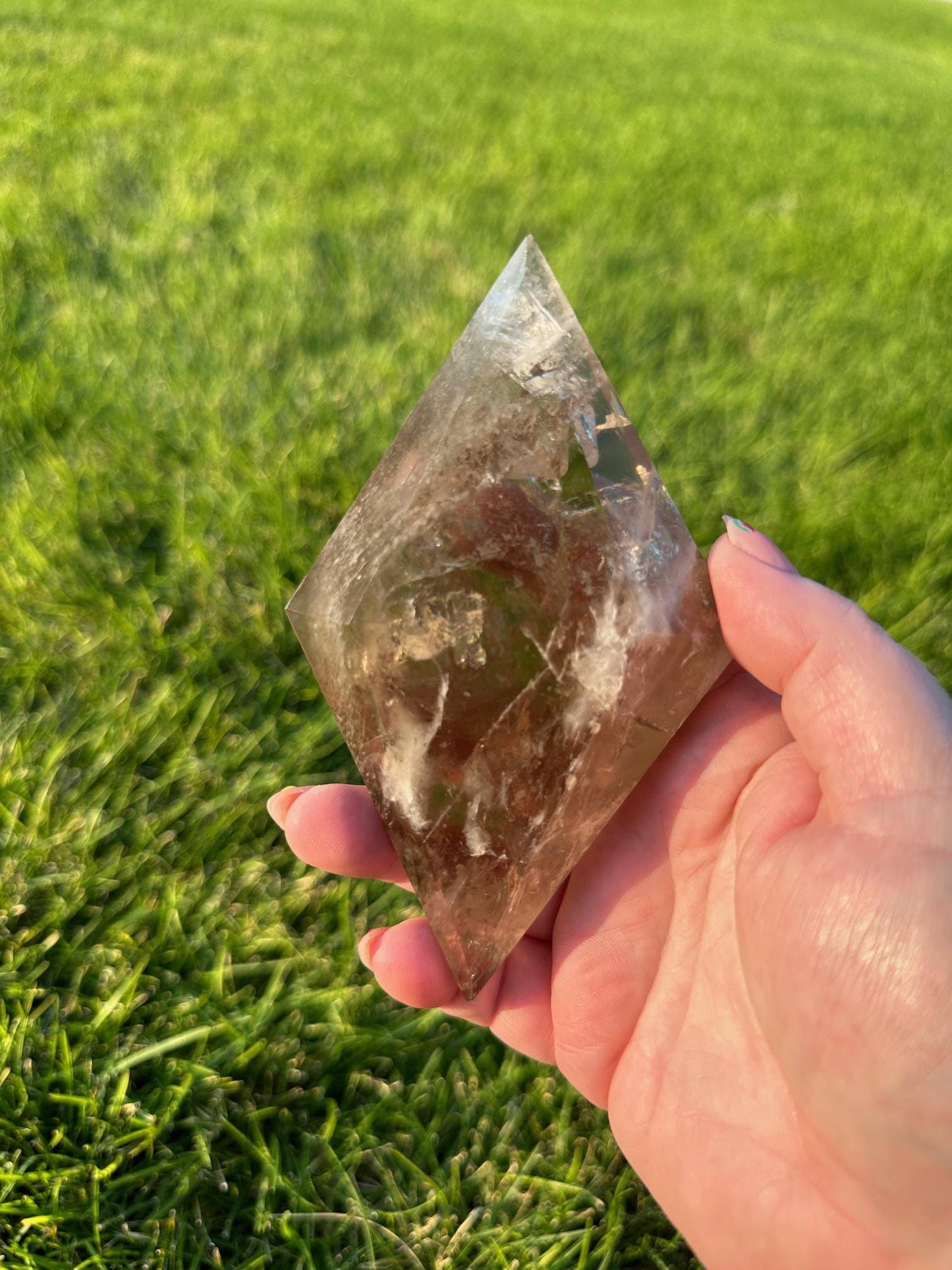 Smoky Quartz Diamond Crystal with Display Stand