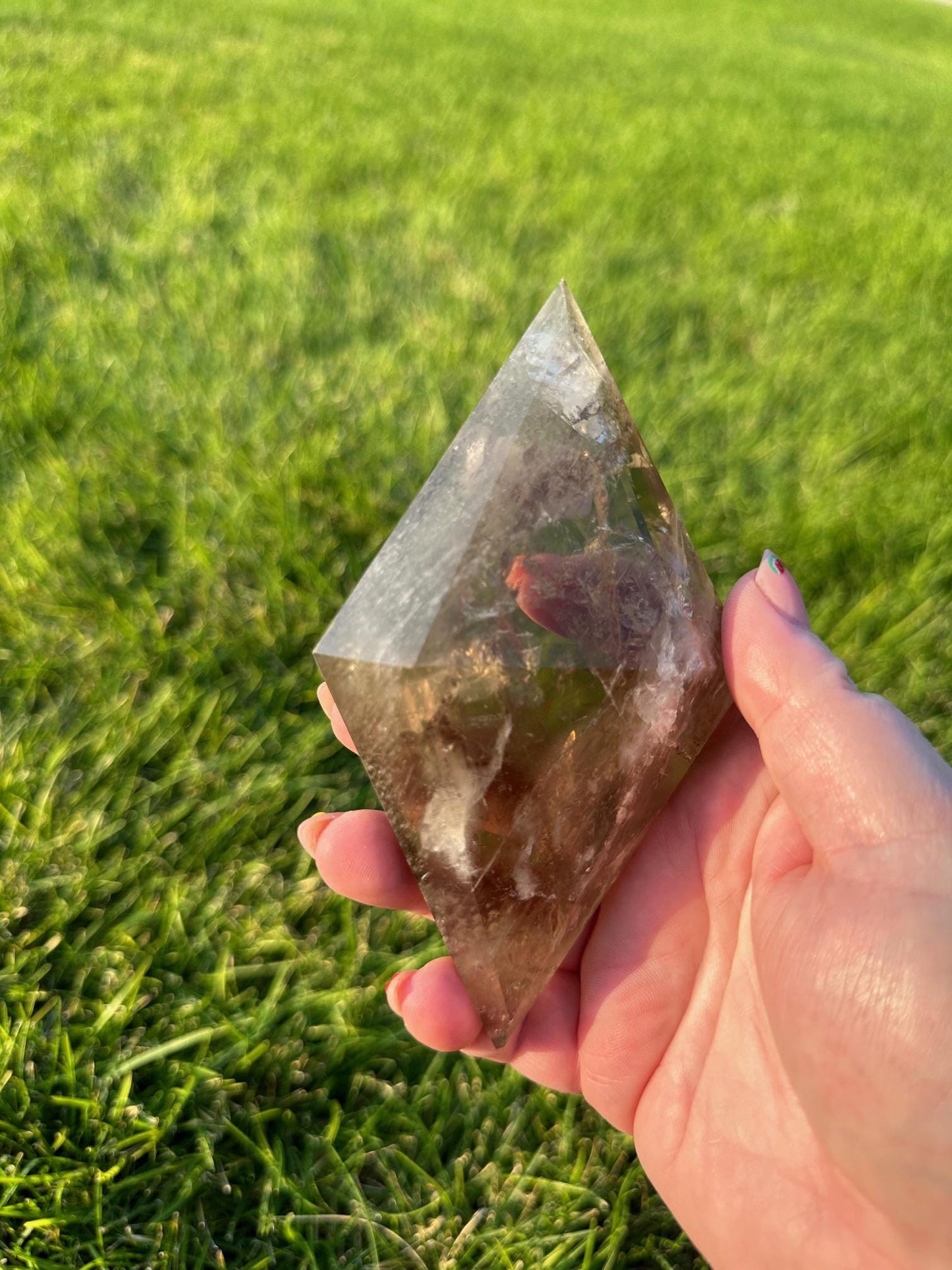 Smoky Quartz Diamond Crystal with Display Stand