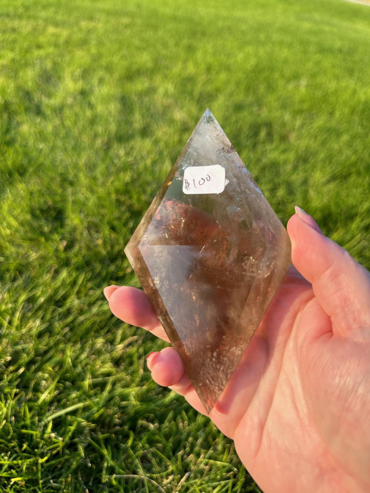 Smoky Quartz Diamond Crystal with Display Stand