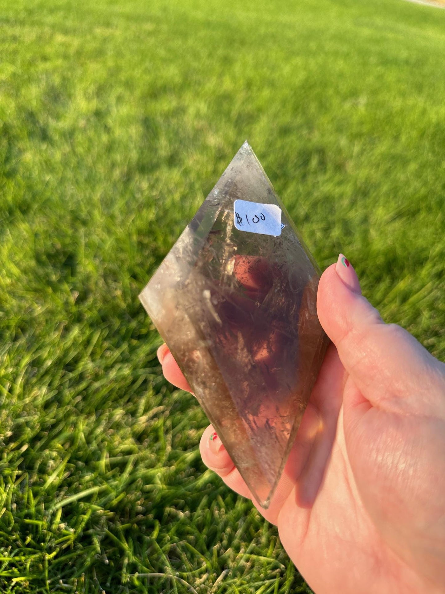 Smoky Quartz Diamond Crystal with Display Stand