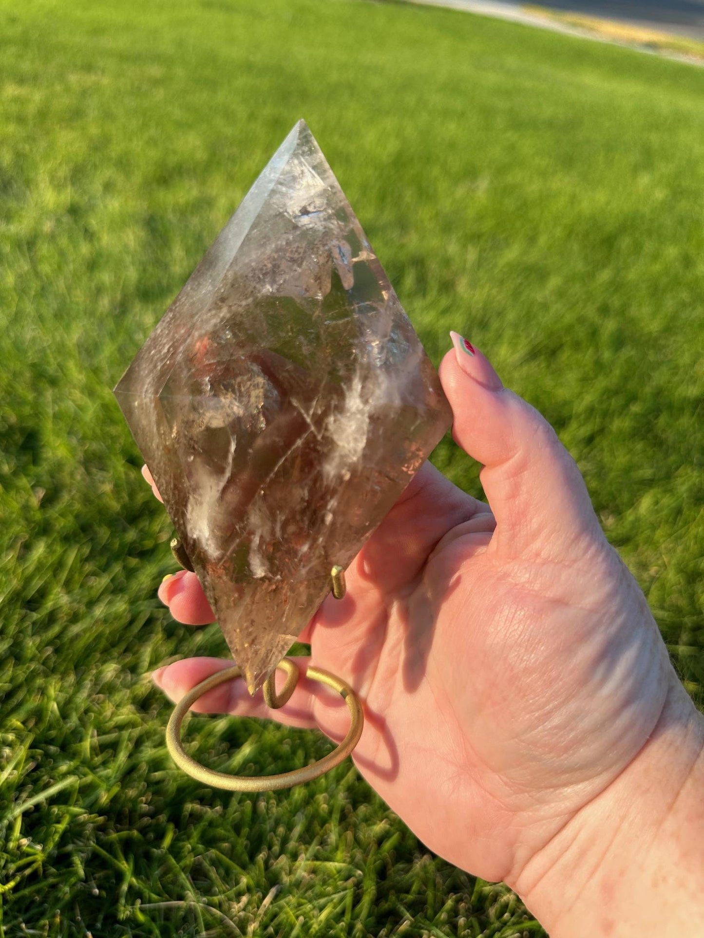 Smoky Quartz Diamond Crystal with Display Stand