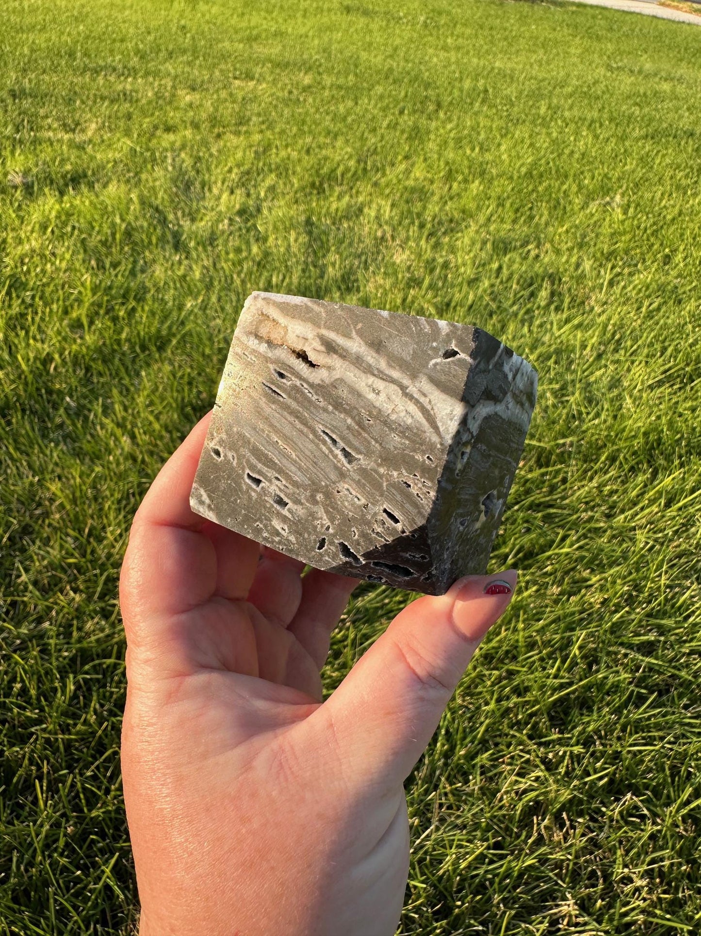 Druzy Sphalerite Balancing Crystal Cube - 2.5 Inches, 1lb 2oz