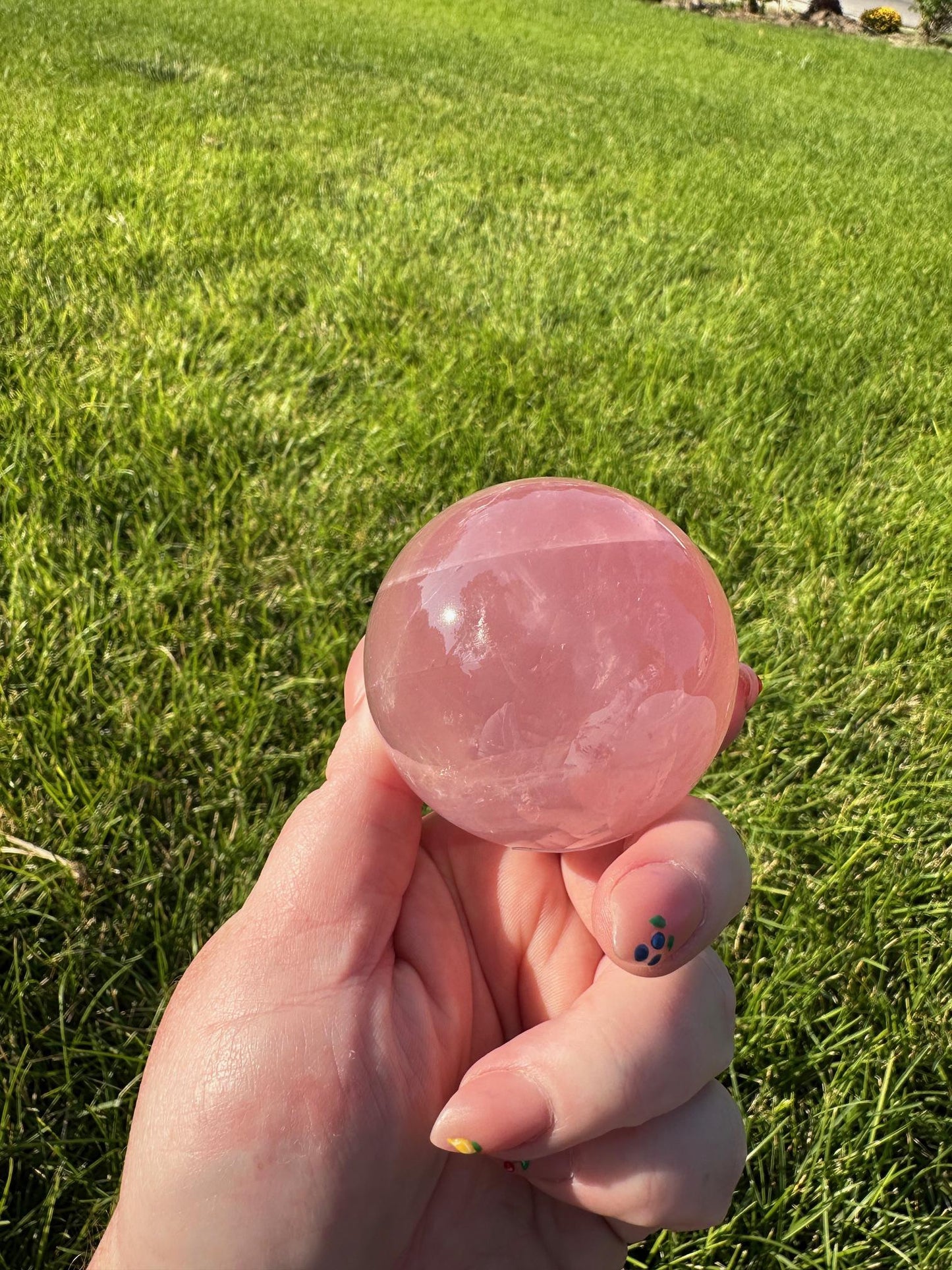 Mozambique Star Rose Quartz Sphere - 2.18 Inch Diameter, 12oz