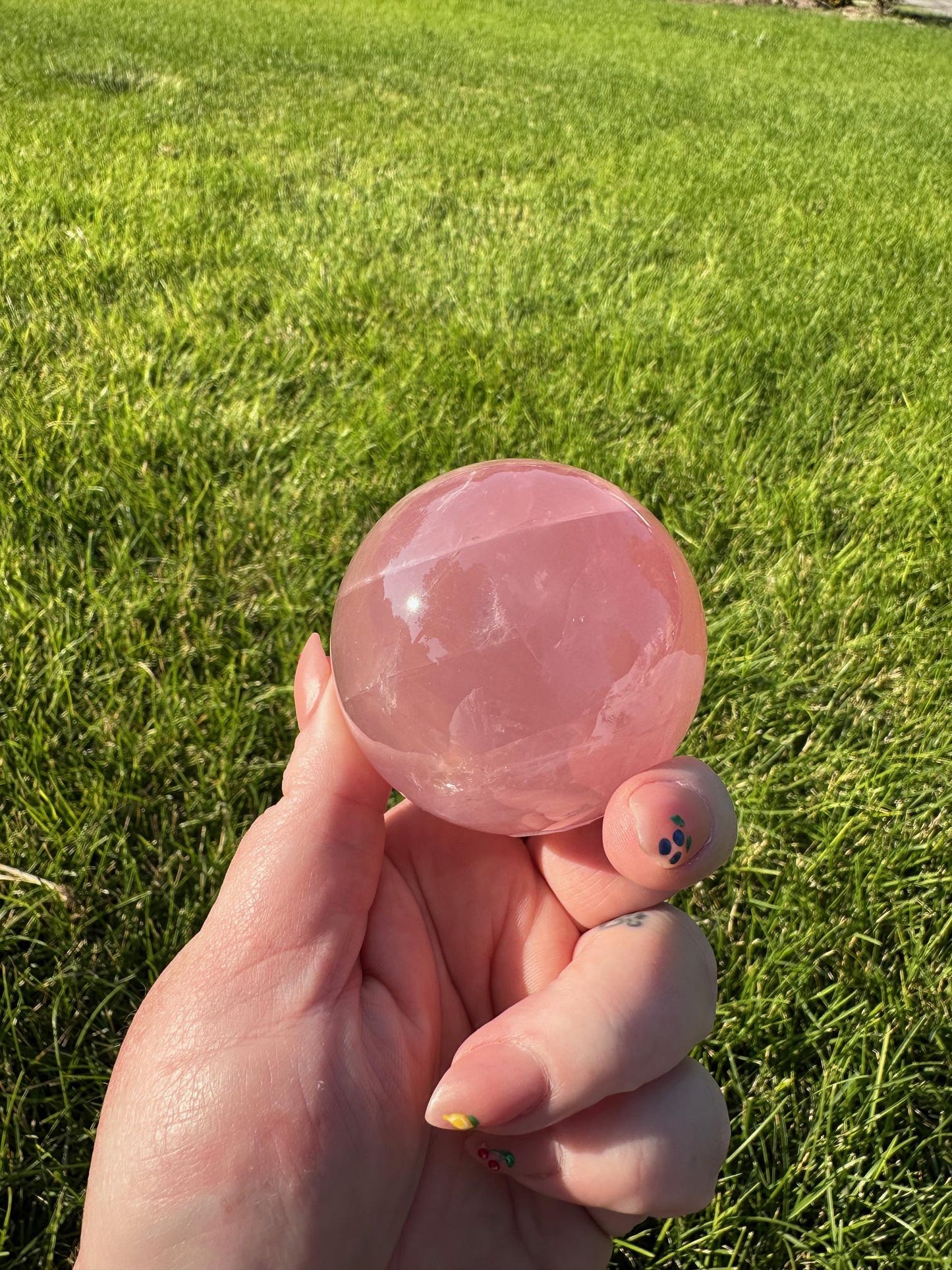 Mozambique Star Rose Quartz Sphere - 2.18 Inch Diameter, 12oz