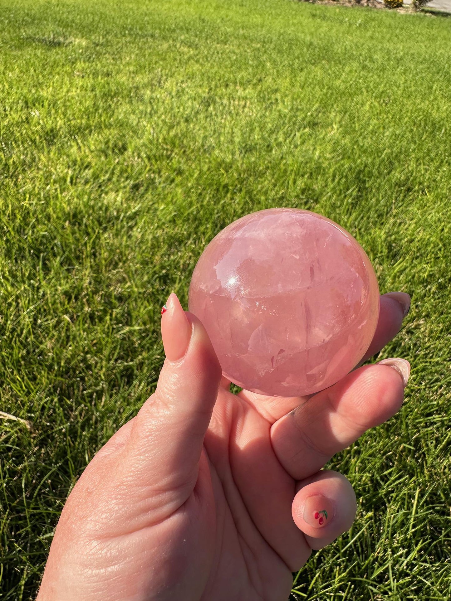 Mozambique Star Rose Quartz Sphere - 2.18 Inch Diameter, 12oz