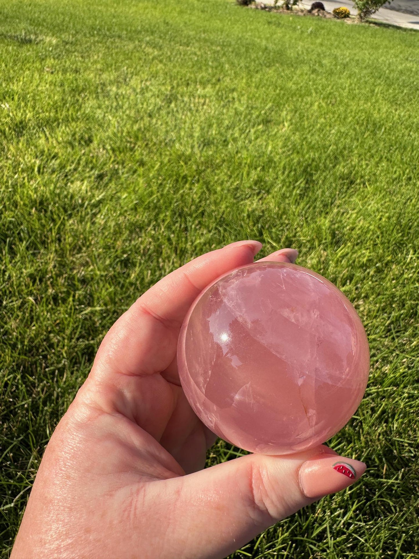 Mozambique Star Rose Quartz Sphere - 2.18 Inch Diameter, 12oz