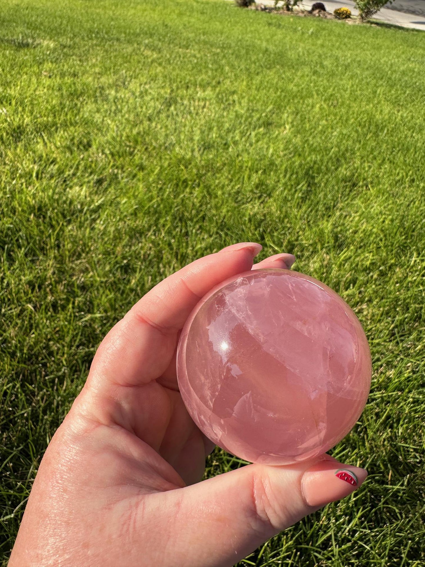 Mozambique Star Rose Quartz Sphere - 2.18 Inch Diameter, 12oz