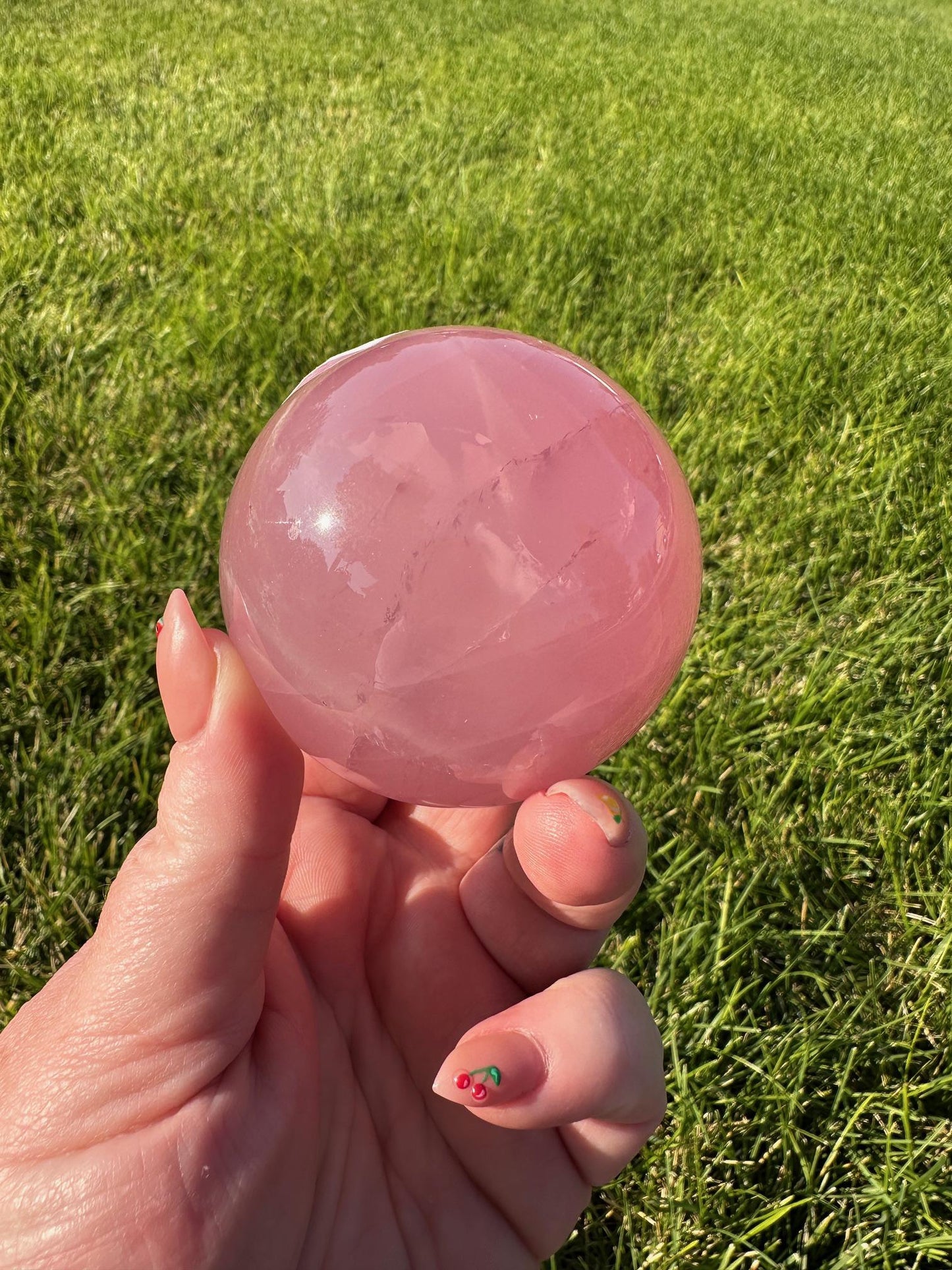 Mozambique Star Rose Quartz - 2.34 Inch Diameter, 13oz