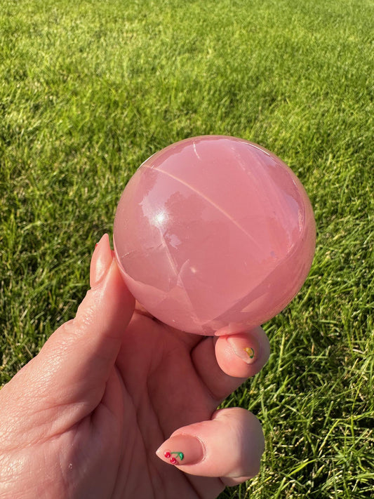 Mozambique Star Rose Quartz - 2.34 Inch Diameter, 13oz