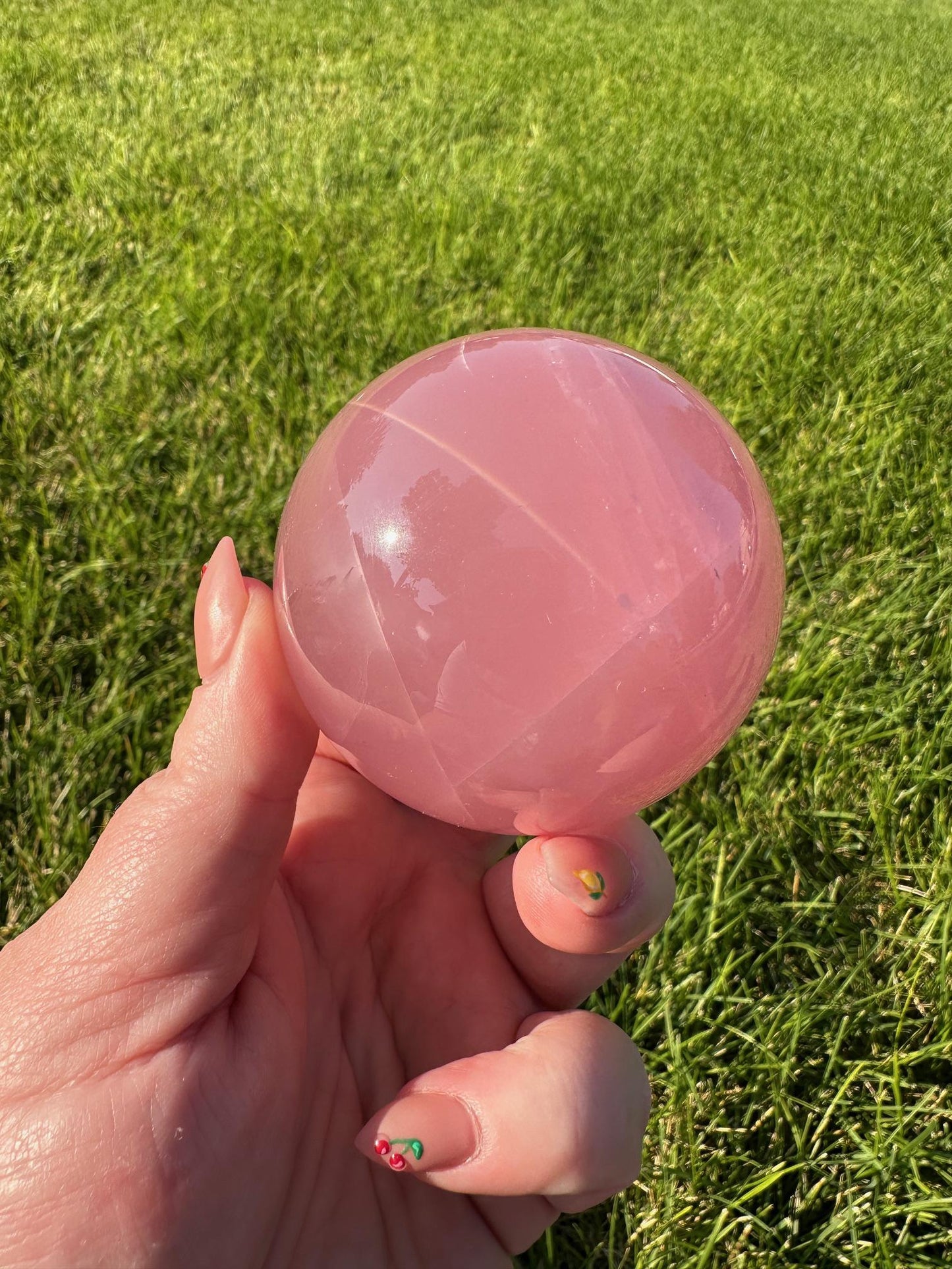 Mozambique Star Rose Quartz - 2.34 Inch Diameter, 13oz